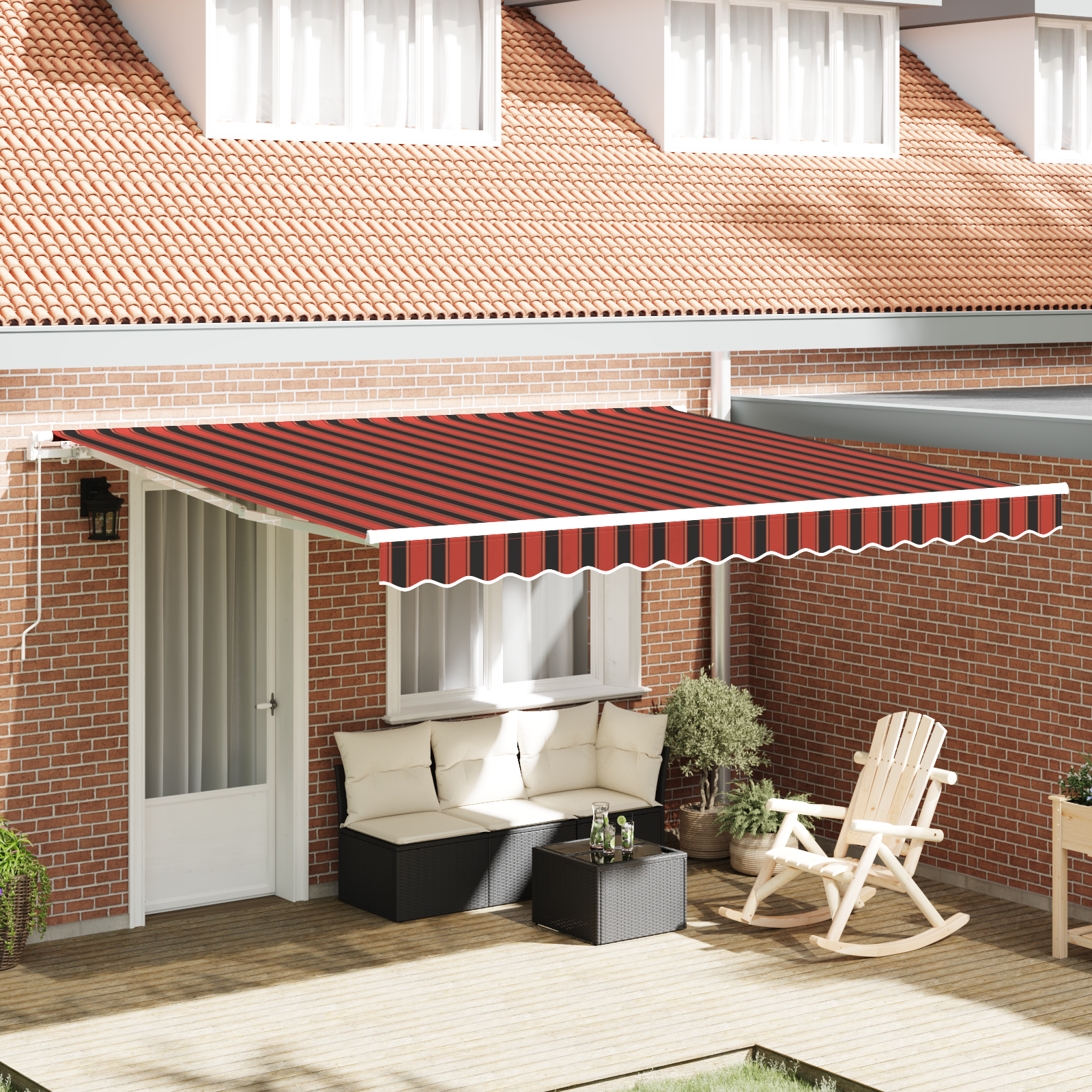 vidaXL Marciză retractabilă manuală portocalie și maro 400x350 cm