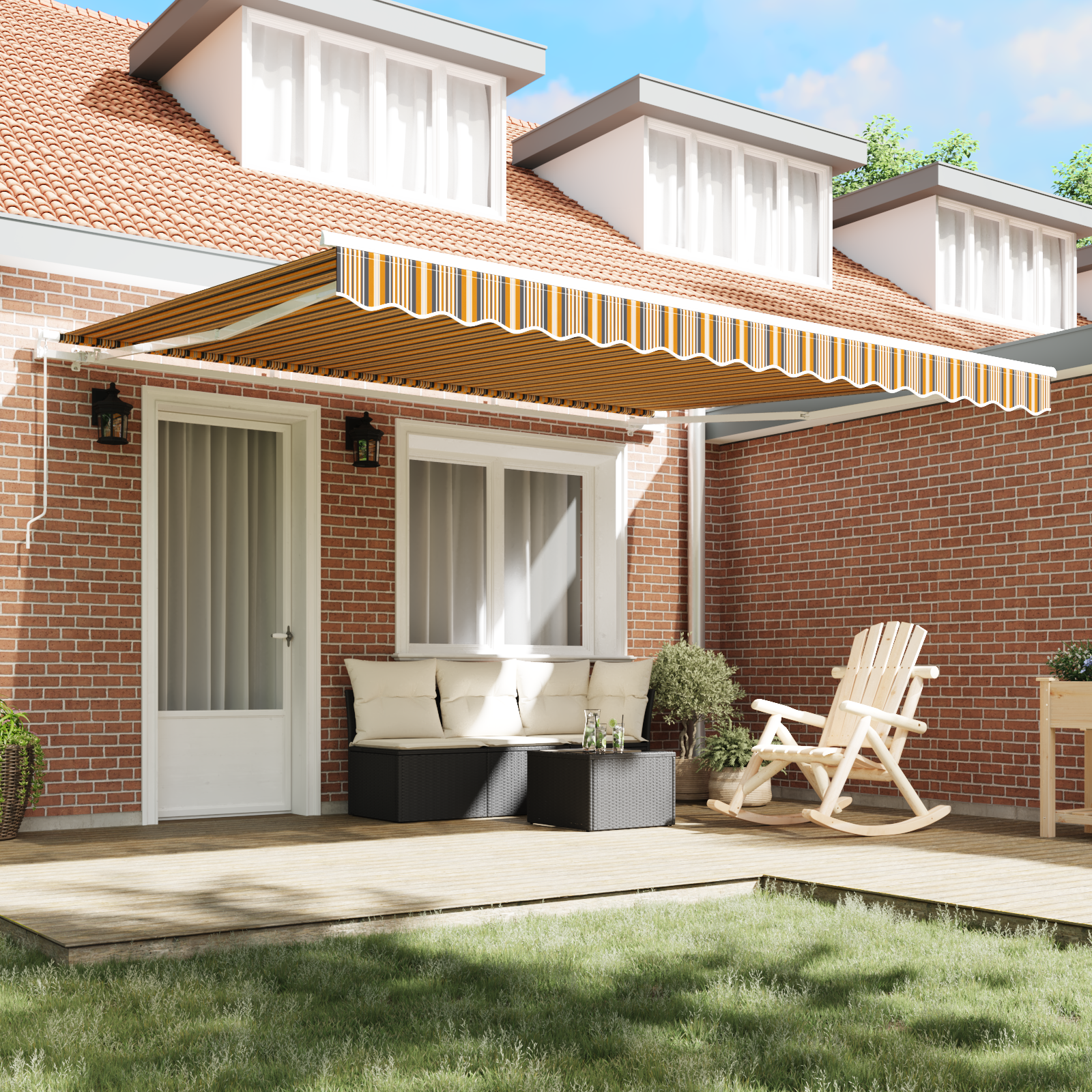 vidaXL Cortina Retractabilă Multicolour 400 × 350 cm Poliester vidaXL Cortina Retractabilă Multicolour 400 × 350 cm Poliester