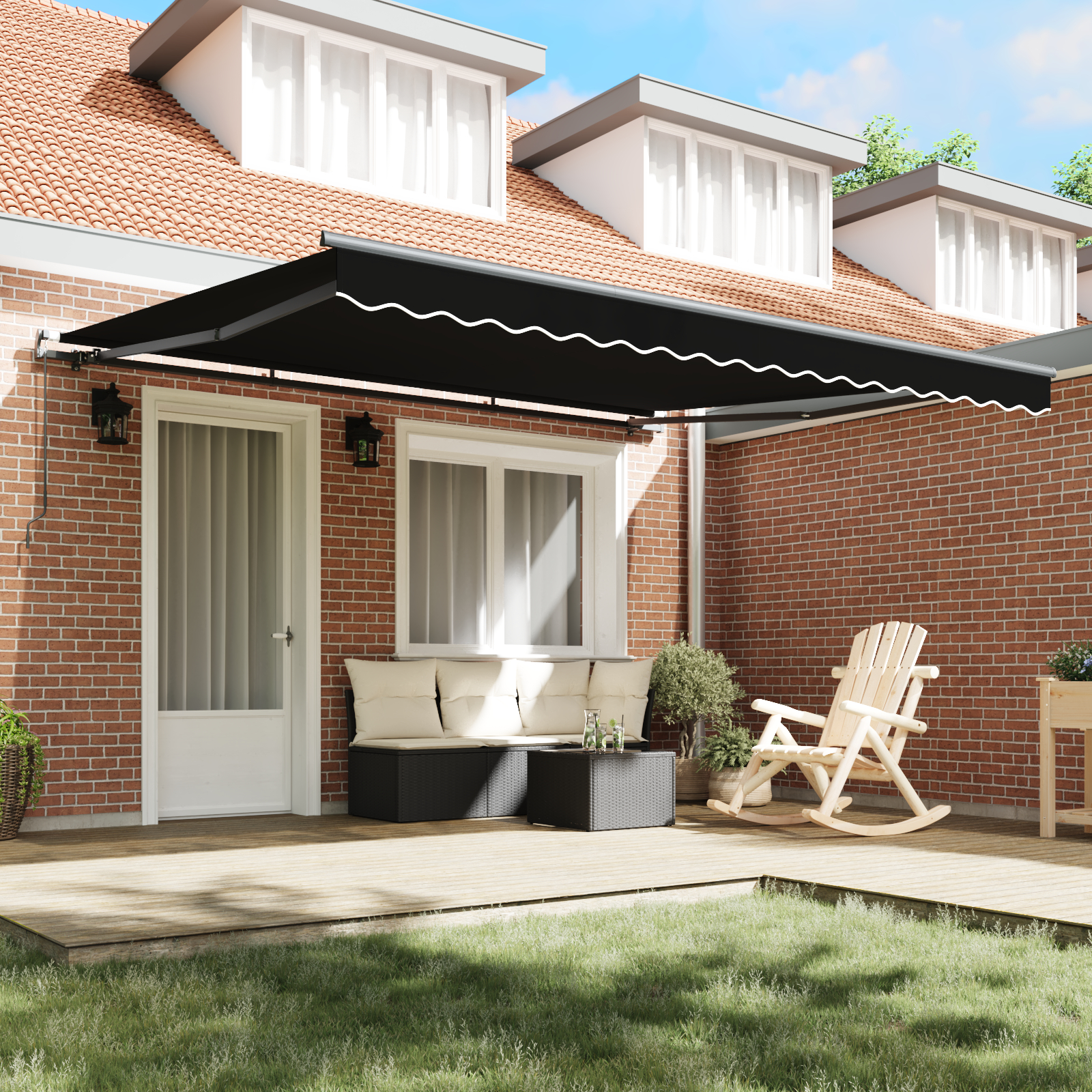 vidaXL Copertină Manual Negru 400 × 350 cm Poliester