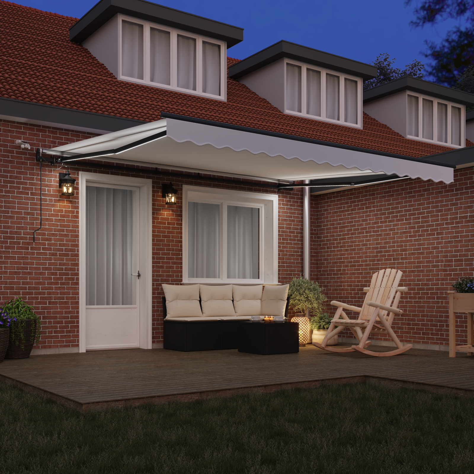 Marchiză retractabilă automatizată cu LED alb 400x350 cm Marchiză retractabilă automatizată cu LED alb 400x350 cm