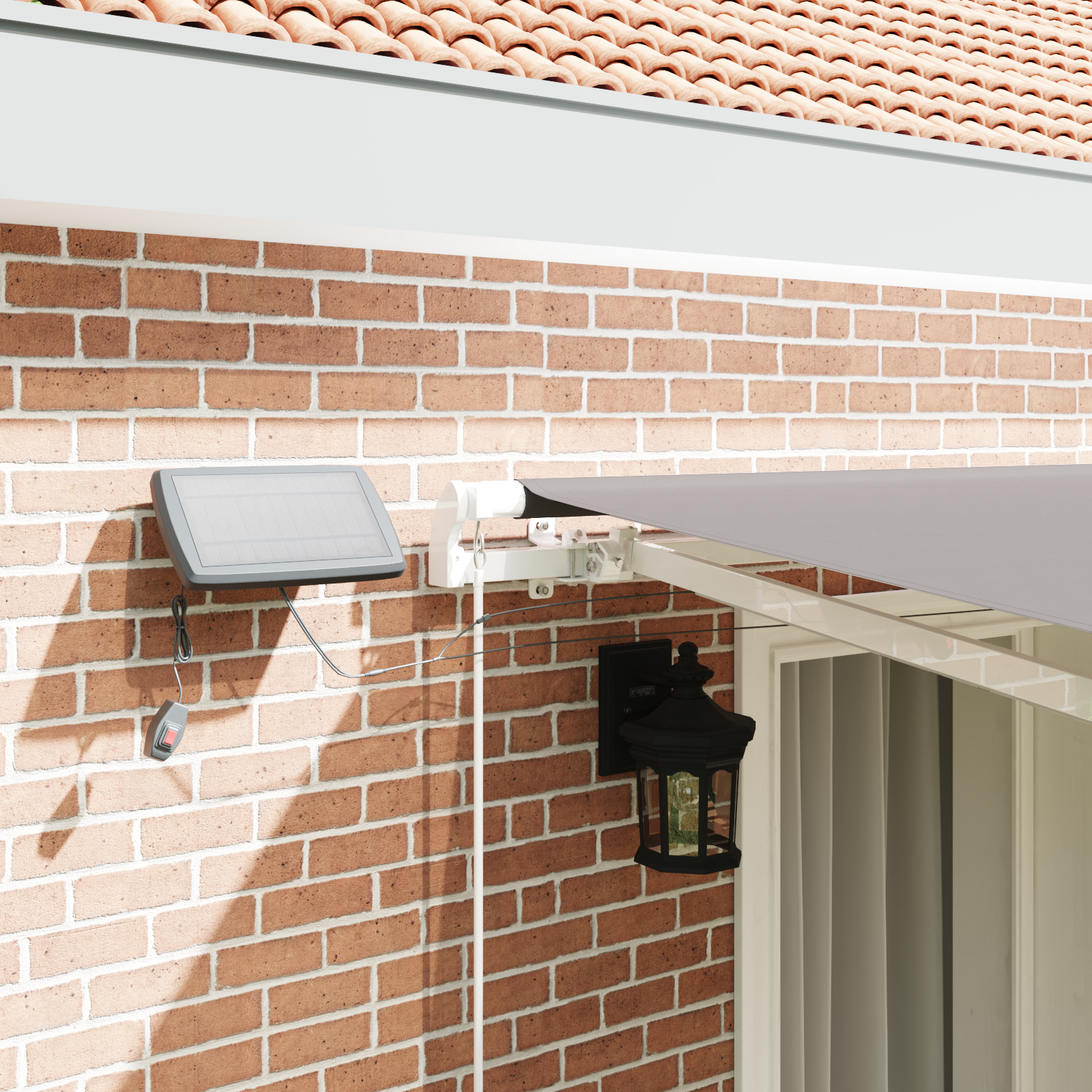 vidaXL Cortina Retractabilă with Manual 400 × 350 cm Gri deschis vidaXL Cortina Retractabilă with Manual 400 × 350 cm Gri deschis