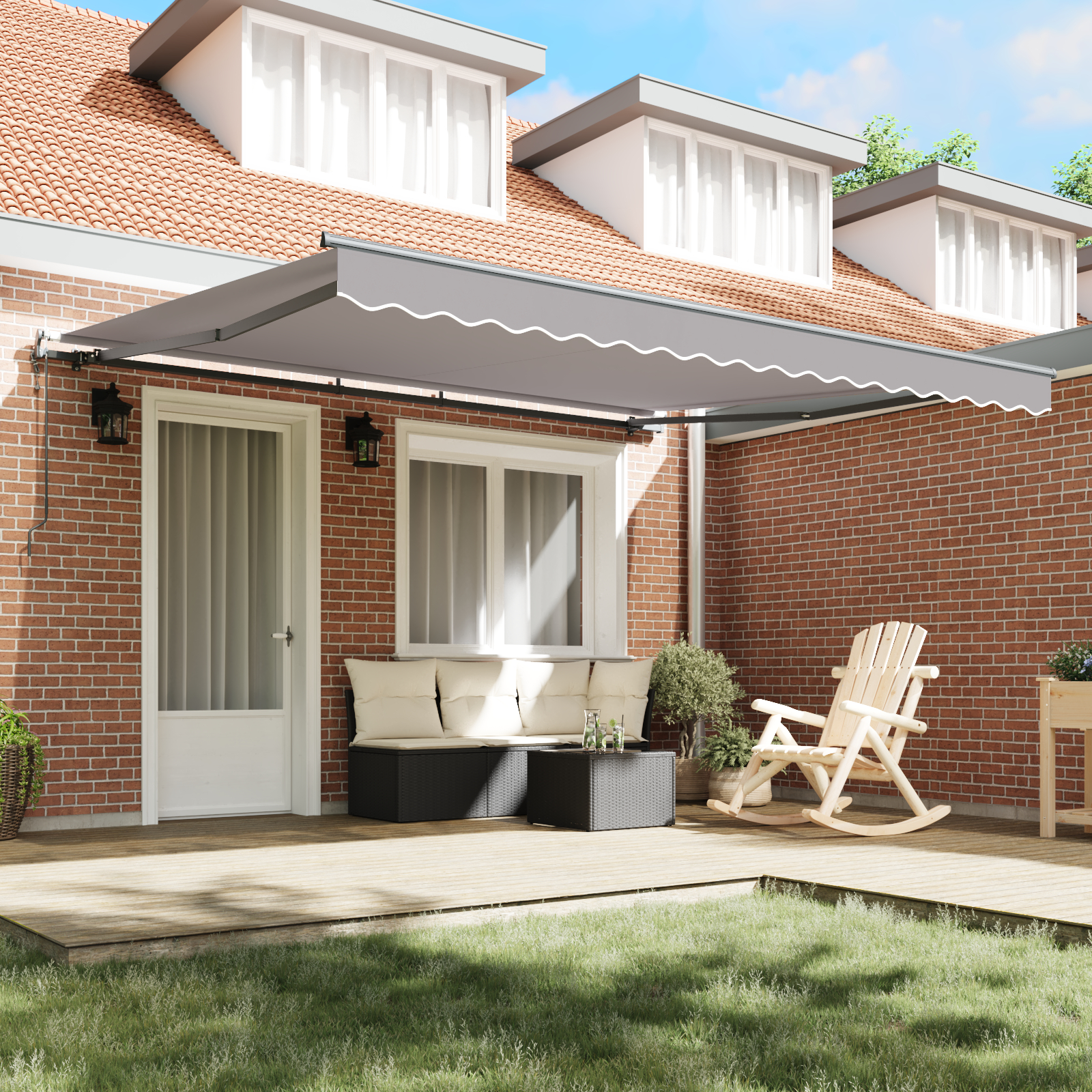 vidaXL Pergola Retractabilă Automată Gri Deschis, 400 x 350 cm