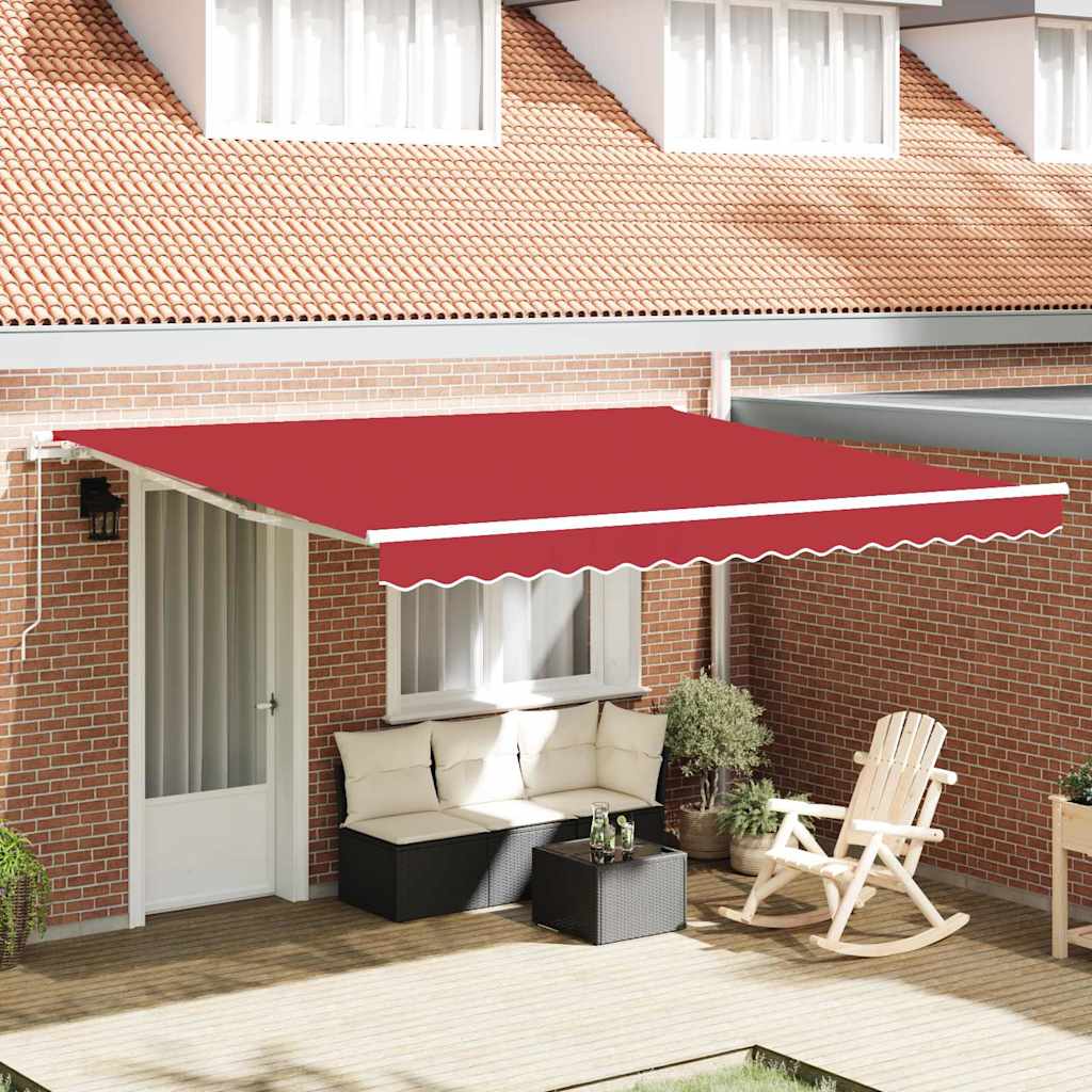 Marchiză manuală retractabilă vidaXL Roșu 400x350 cm Marchiză manuală retractabilă vidaXL Roșu 400x350 cm
