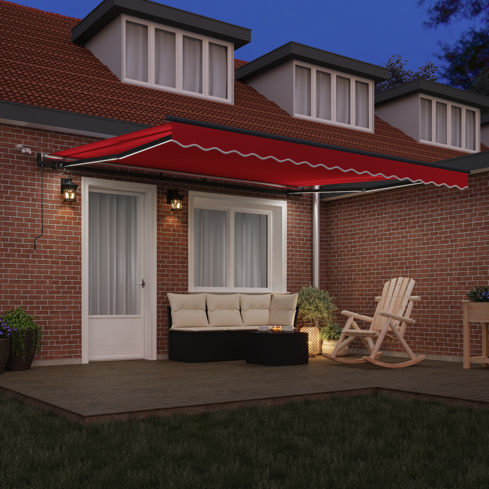Marchiză Retractabilă Automată vidaXL cu LED Roșu 400x350 cm Marchiză Retractabilă Automată vidaXL cu LED Roșu 400x350 cm