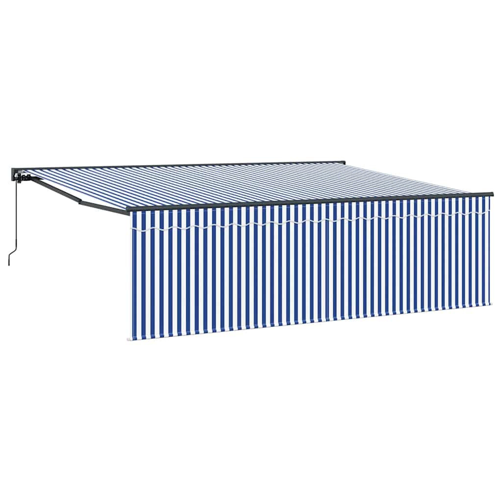 vidaXL Cortina Retractabilă Albastru și alb 450 × 300 cm țesătură