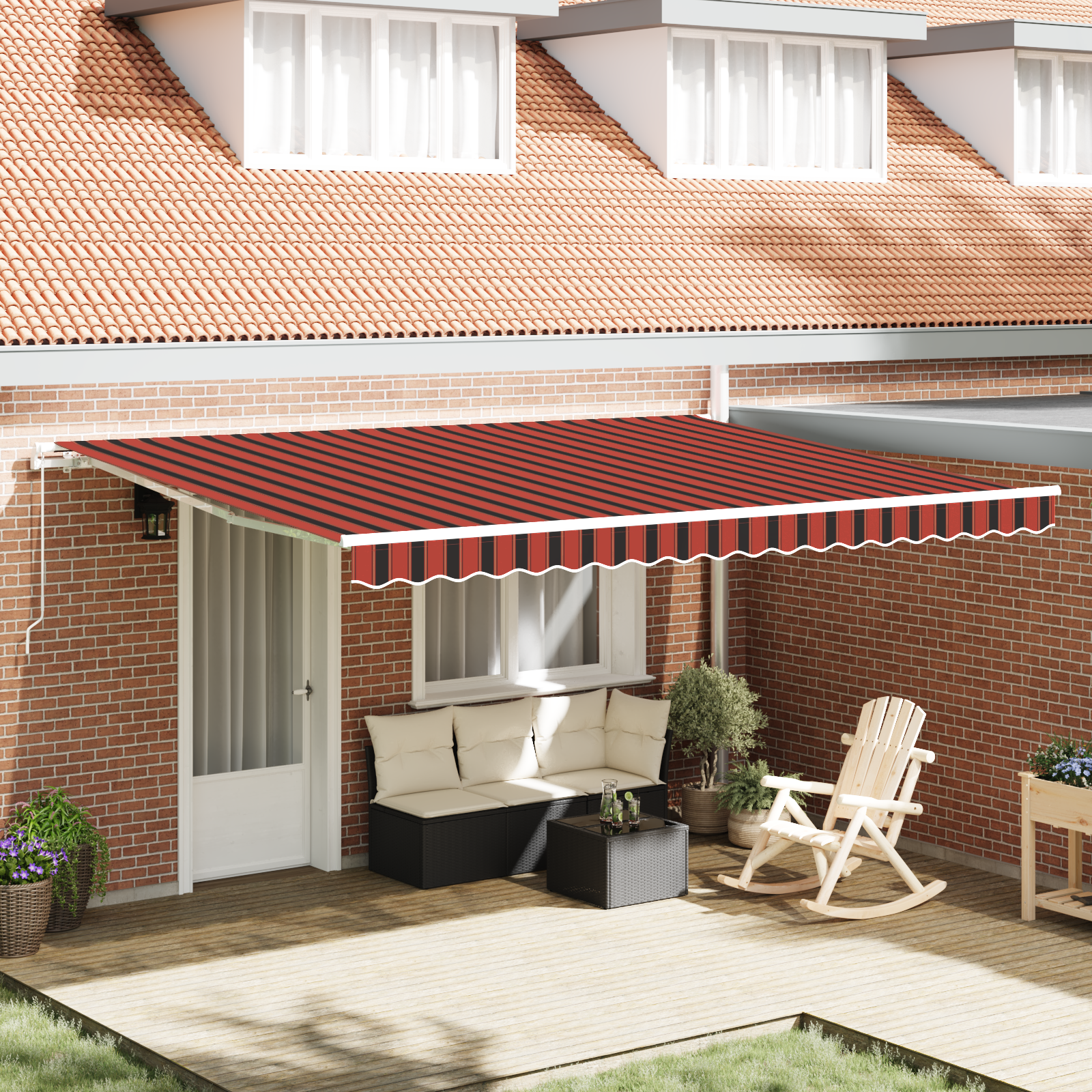 vidaXL Cortina Retractabilă Manual portocaliu și maro 450 × 300 cm