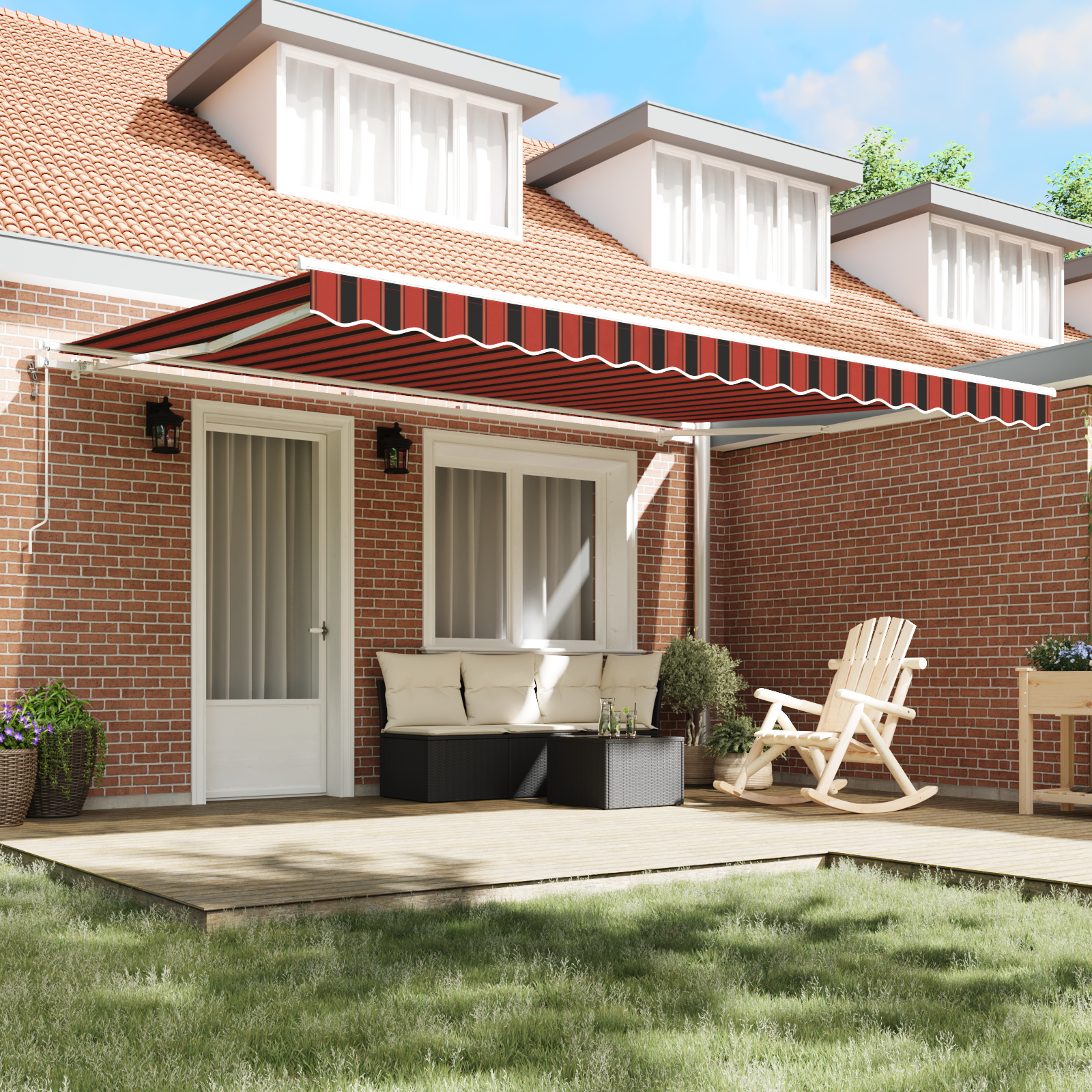 vidaXL Marciză Retractabilă Portocalie și maro 450 × 300 cm