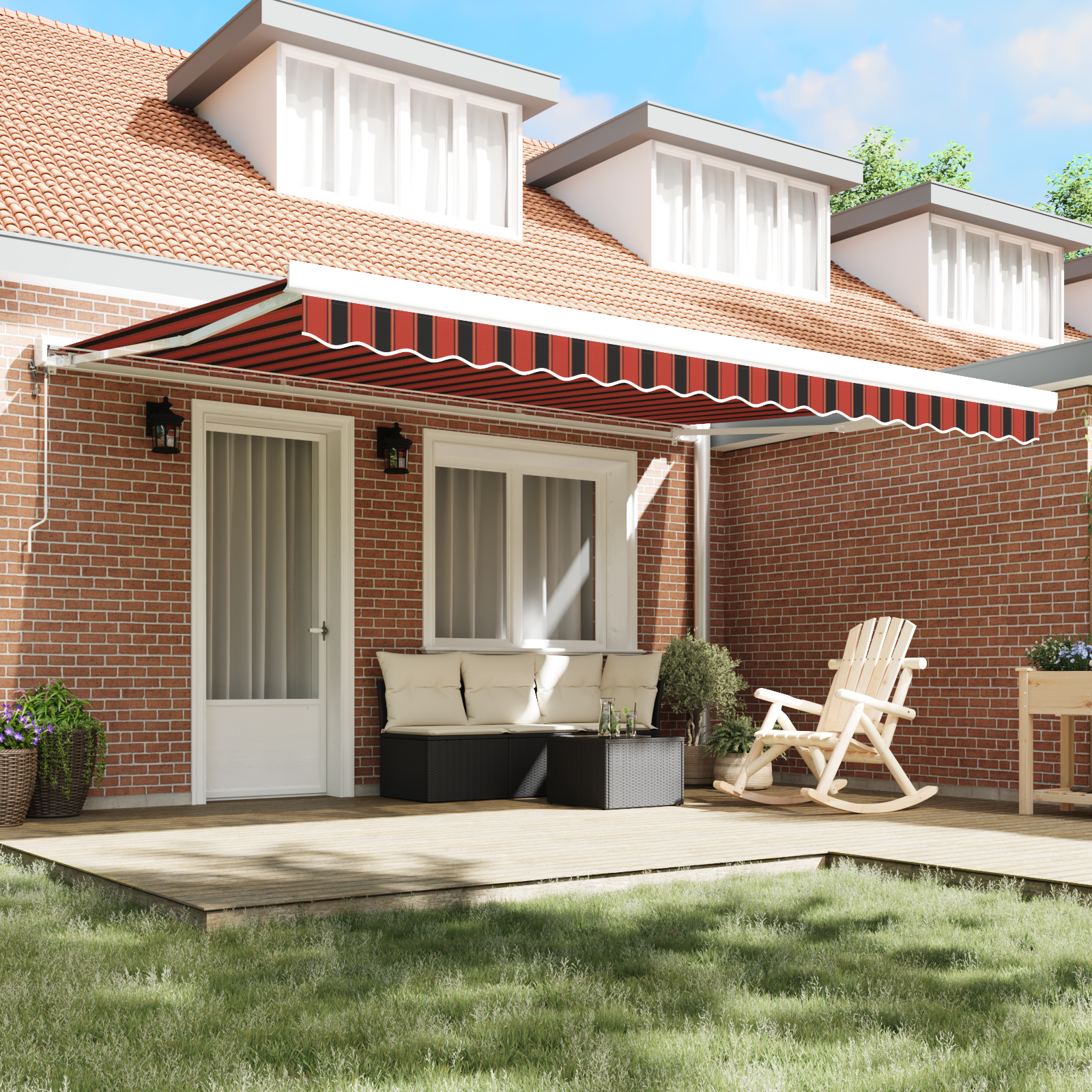 vidaXL Marka retractabilă automată portocalie și maronie, 450 x 300 cm vidaXL Marka retractabilă automată portocalie și maronie, 450 x 300 cm