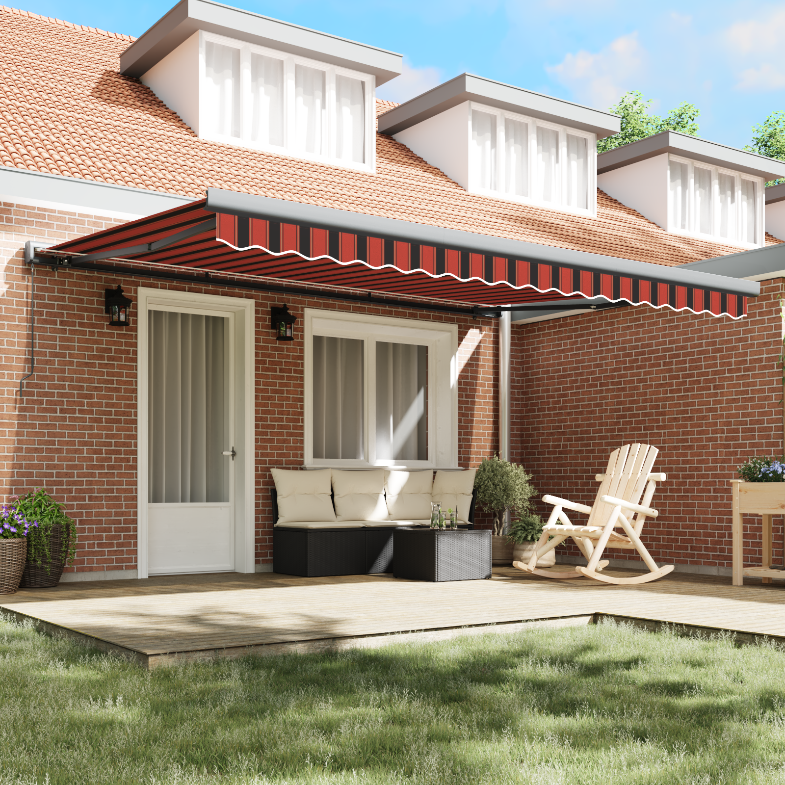 vidaXL Cortina Retractabilă Portocalie și maro 450 × 300 cm vidaXL Cortina Retractabilă Portocalie și maro 450 × 300 cm