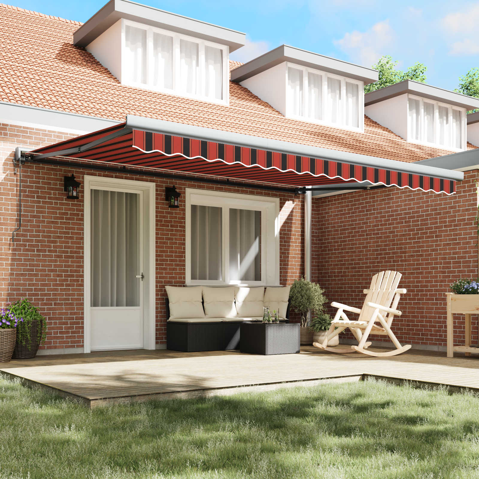 vidaXL Markere Automat Retractabil Portocali și Mărón 450 x 300 cm