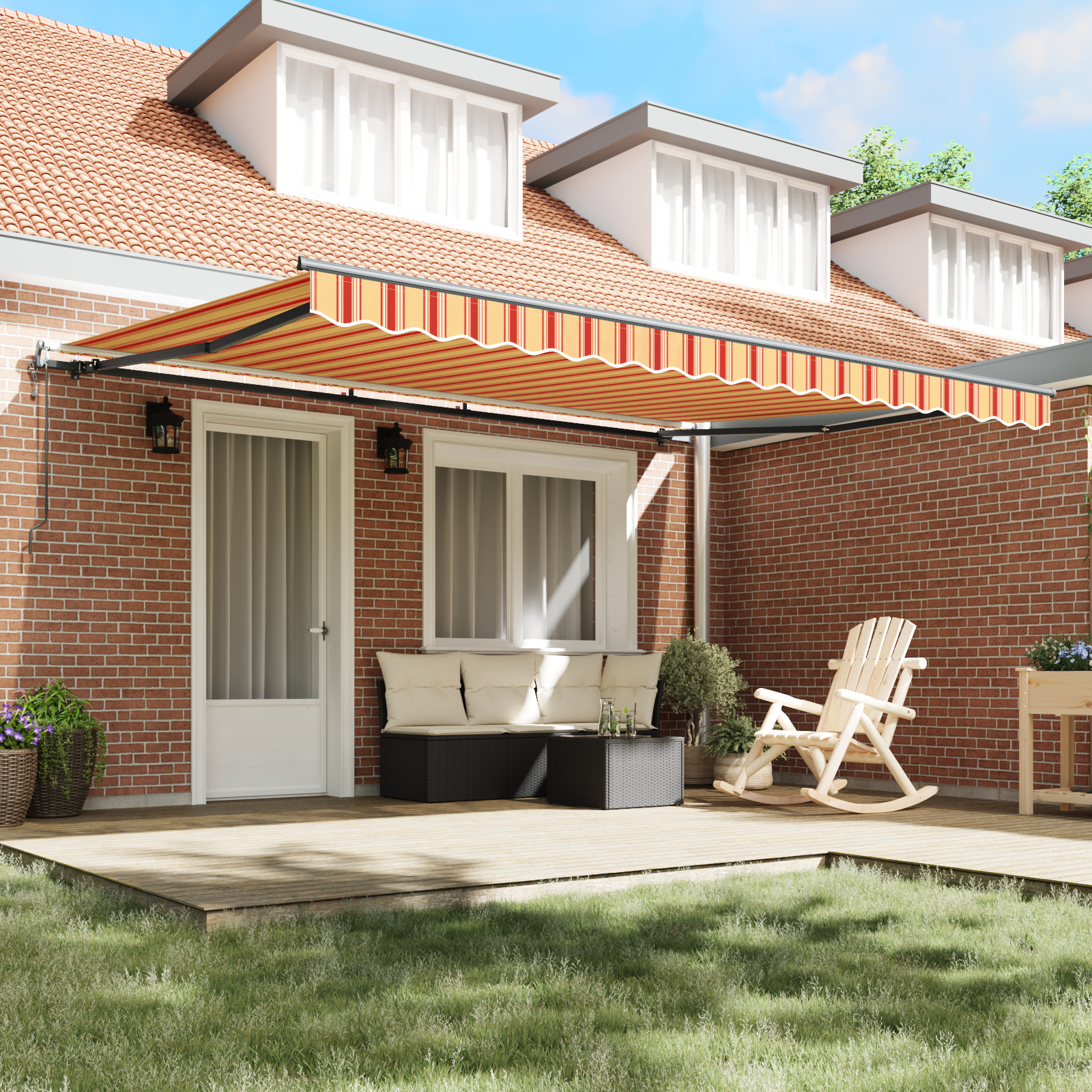 vidaXL Perdea retractabilă automată galbenă și portocalie 450x300 cm de la vidaXL Perdea retractabilă automată galbenă și portocalie 450x300 cm de la