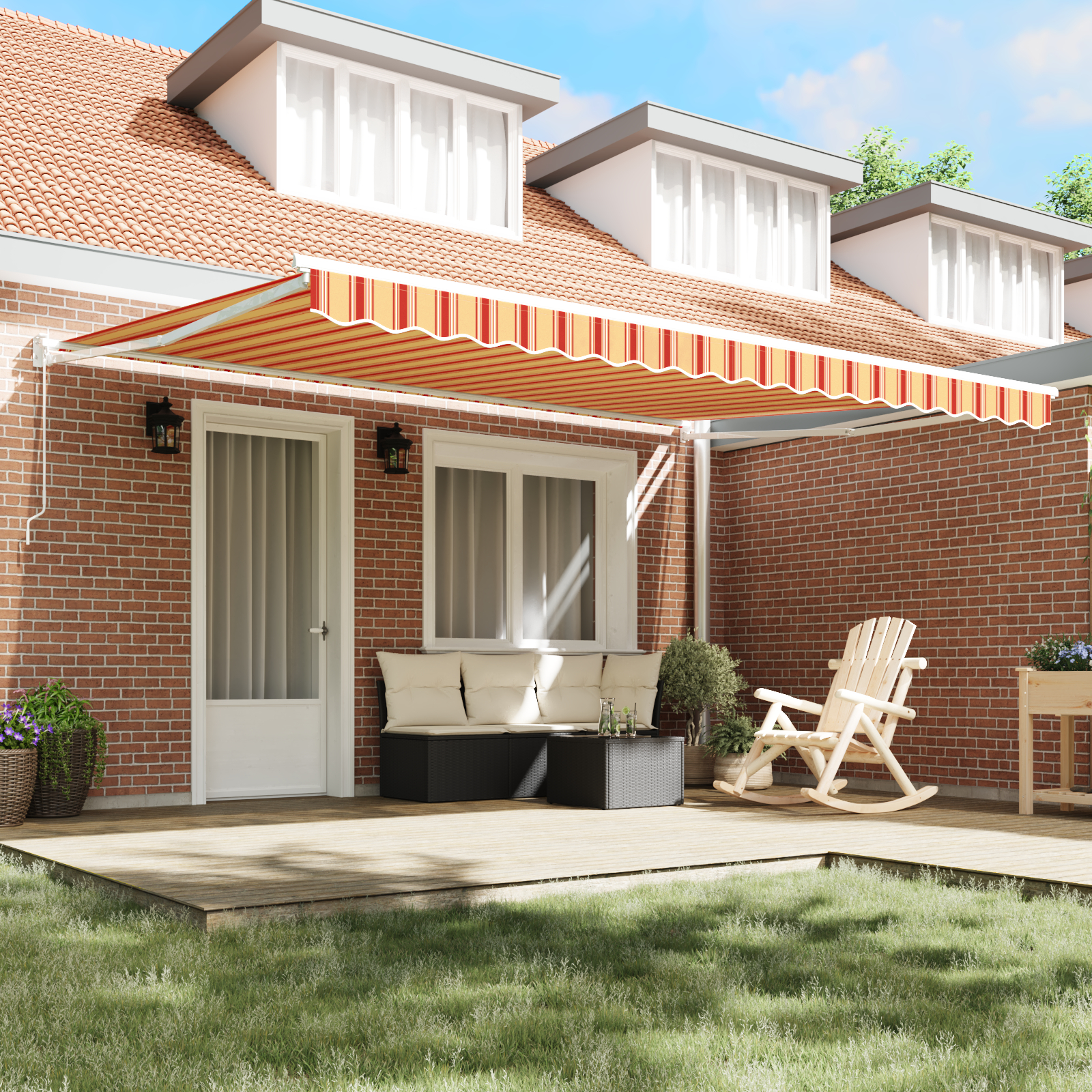 vidaXL Cortina Retractabilă Galben, portocaliu 450 × 300 cm țesătură