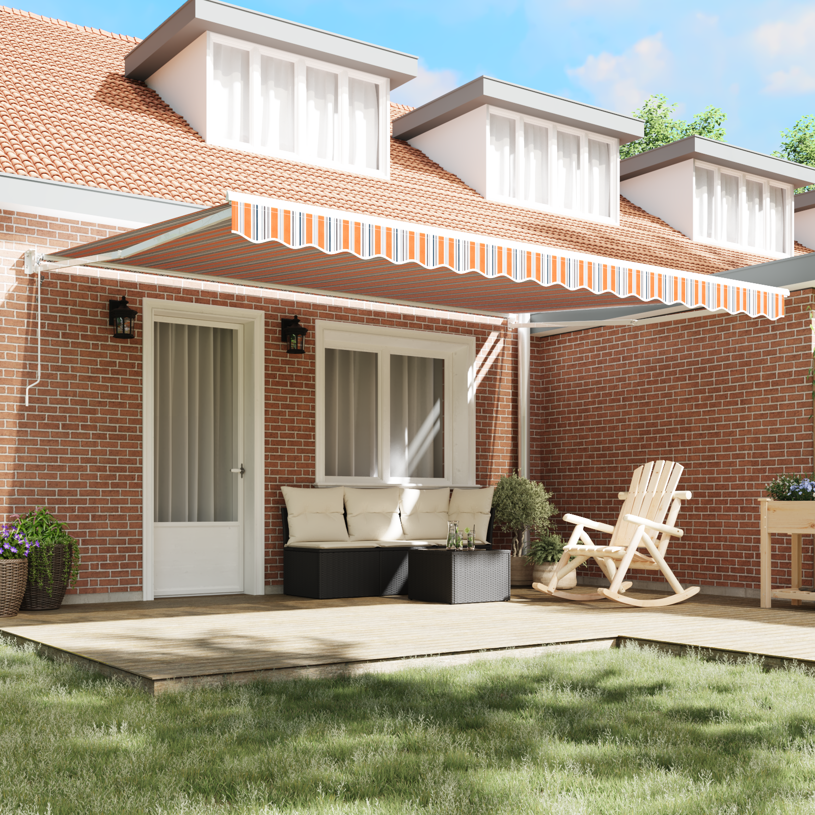 vidaXL Cortina Retractabilă Dungi Multicolour 450 × 300 cm