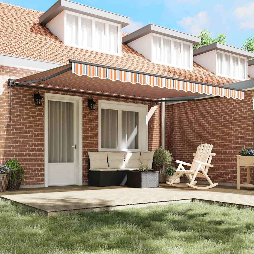 vidaXL Cortina Retractabilă Albastru și portocaliu 450 × 300 cm