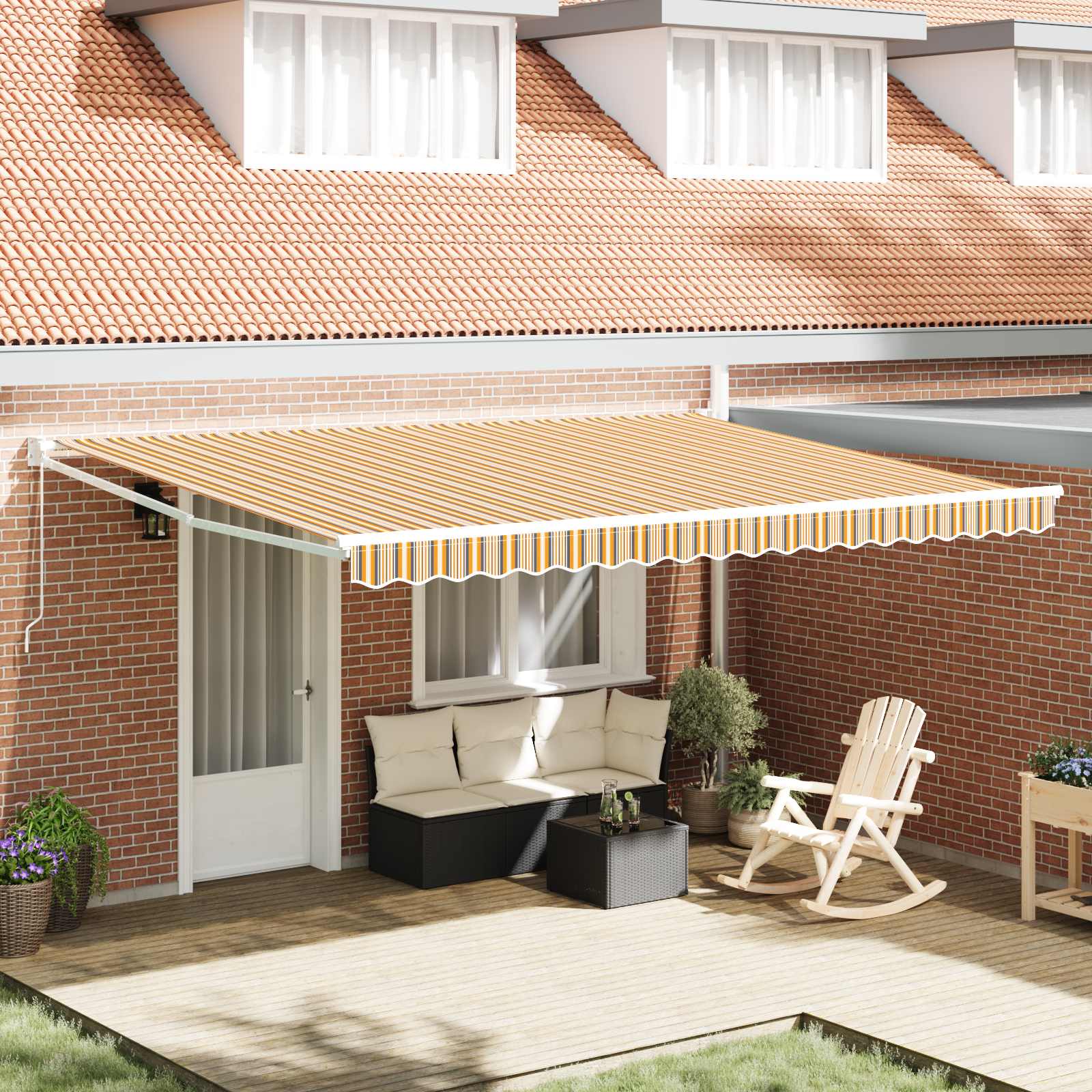 vidaXL Cortina Retractabilă Dungi Manual Multicolour 450 × 300 cm