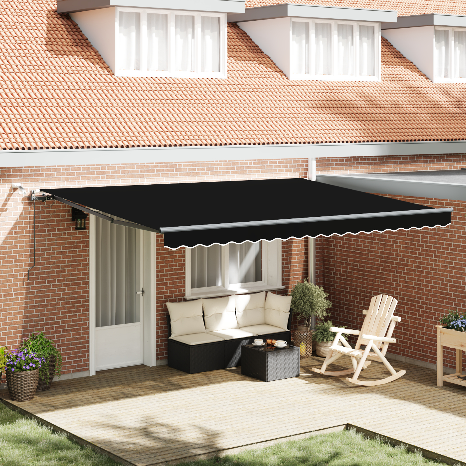 Marchiză Retractabilă Automată vidaXL cu LED Negru 450x300 cm Marchiză Retractabilă Automată vidaXL cu LED Negru 450x300 cm