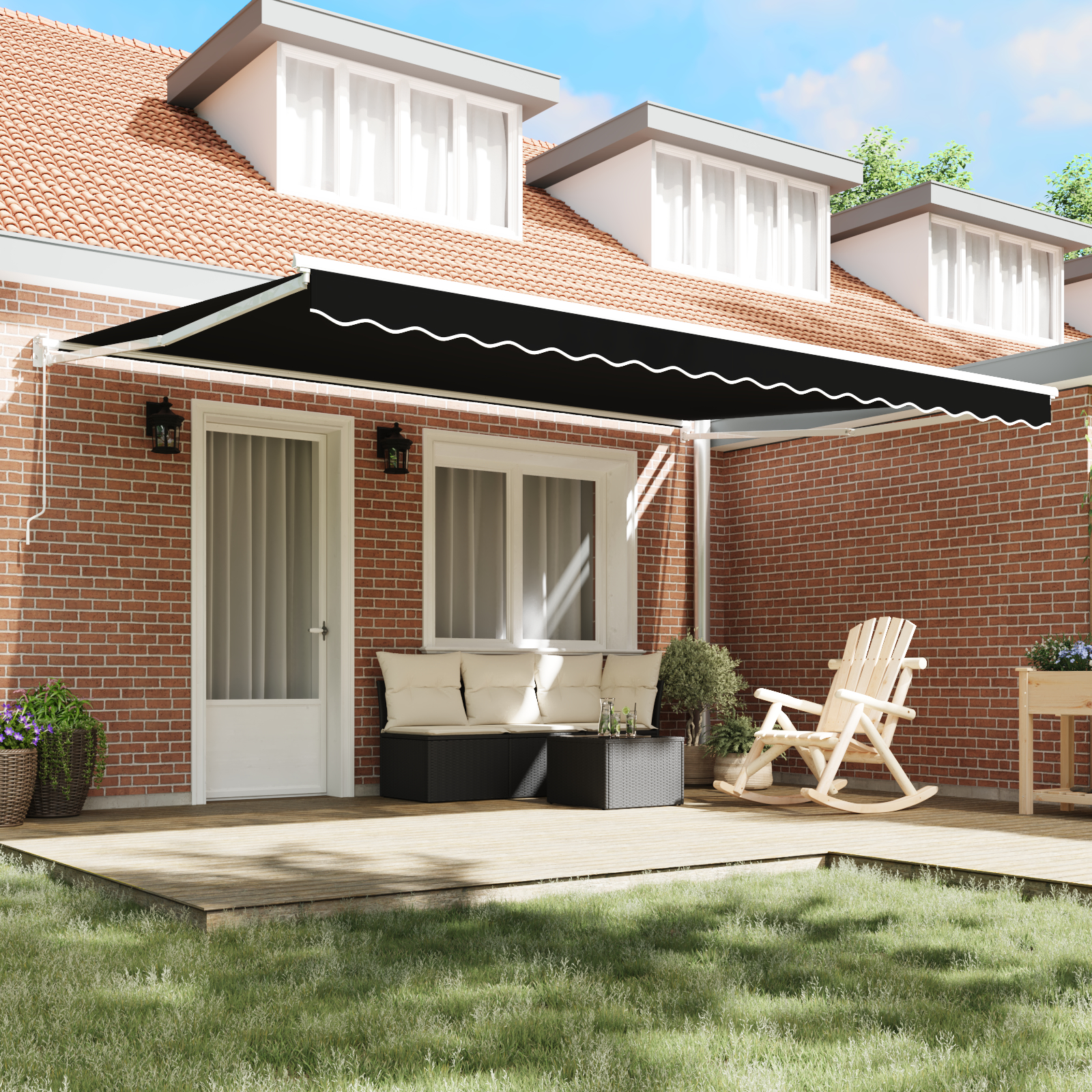 vidaXL Cortina Retractabilă Negru 450 × 300 cm Poliester și metal vidaXL Cortina Retractabilă Negru 450 × 300 cm Poliester și metal