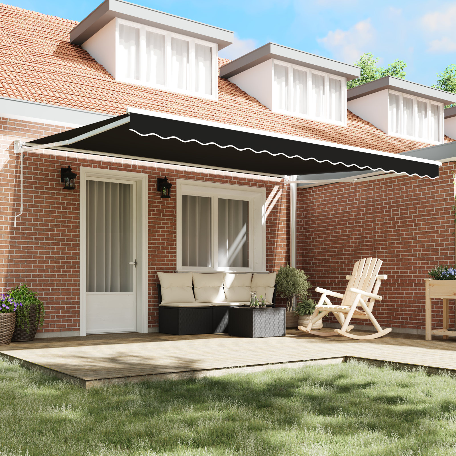 vidaXL Cortina Retractabilă Negru 450 × 300 cm Poliester și metal vidaXL Cortina Retractabilă Negru 450 × 300 cm Poliester și metal