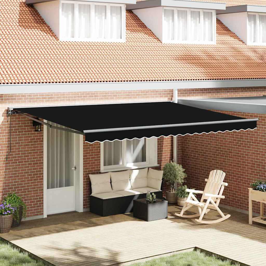 vidaXL Cortina Retractabilă Negru 450 × 300 cm Poliester și metal