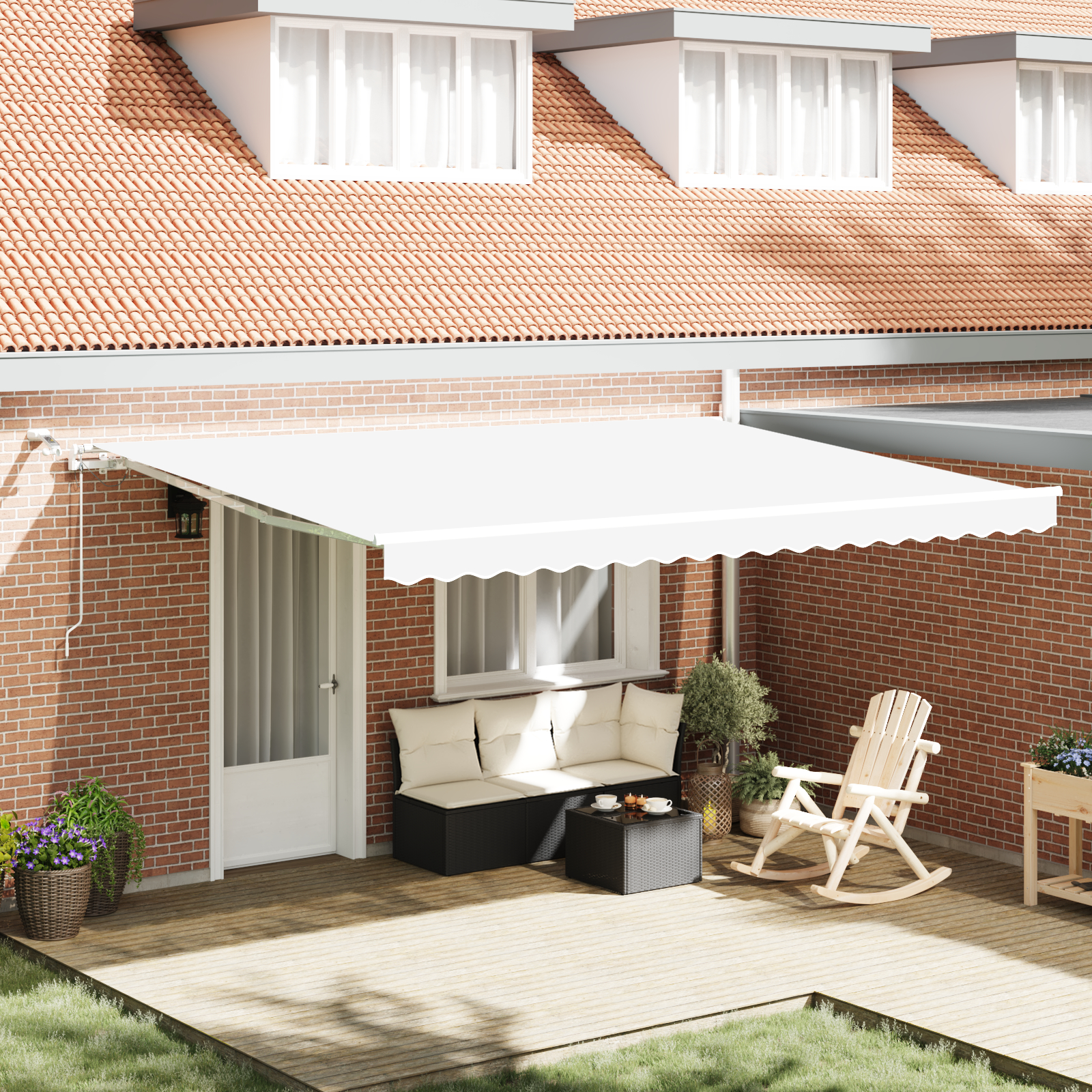 vidaXL Pergolă Retractabilă Automată cu LED Alb 450x300 cm vidaXL Pergolă Retractabilă Automată cu LED Alb 450x300 cm
