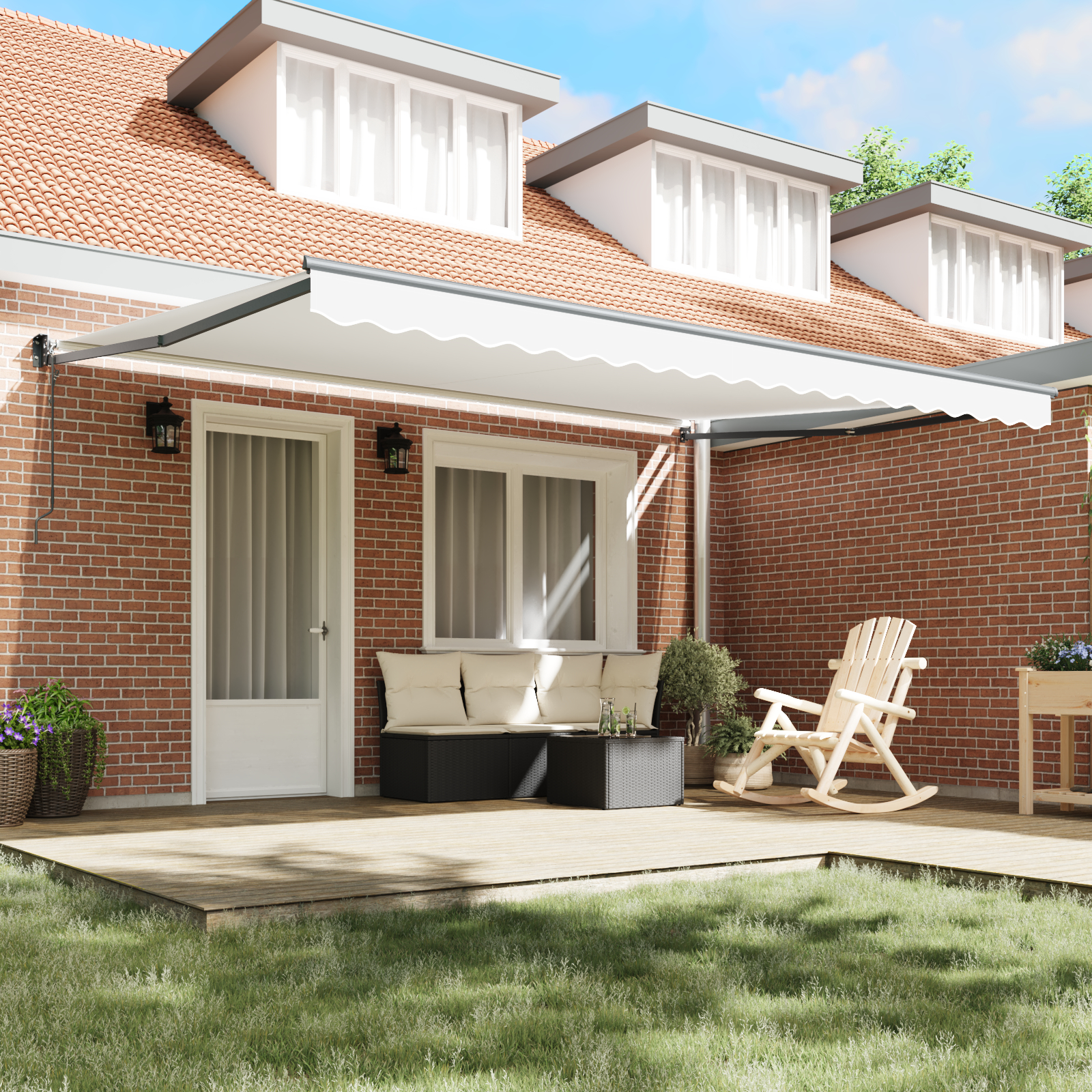 vidaXL Perdea de Soare Retractabilă Alb 450x300 cm
