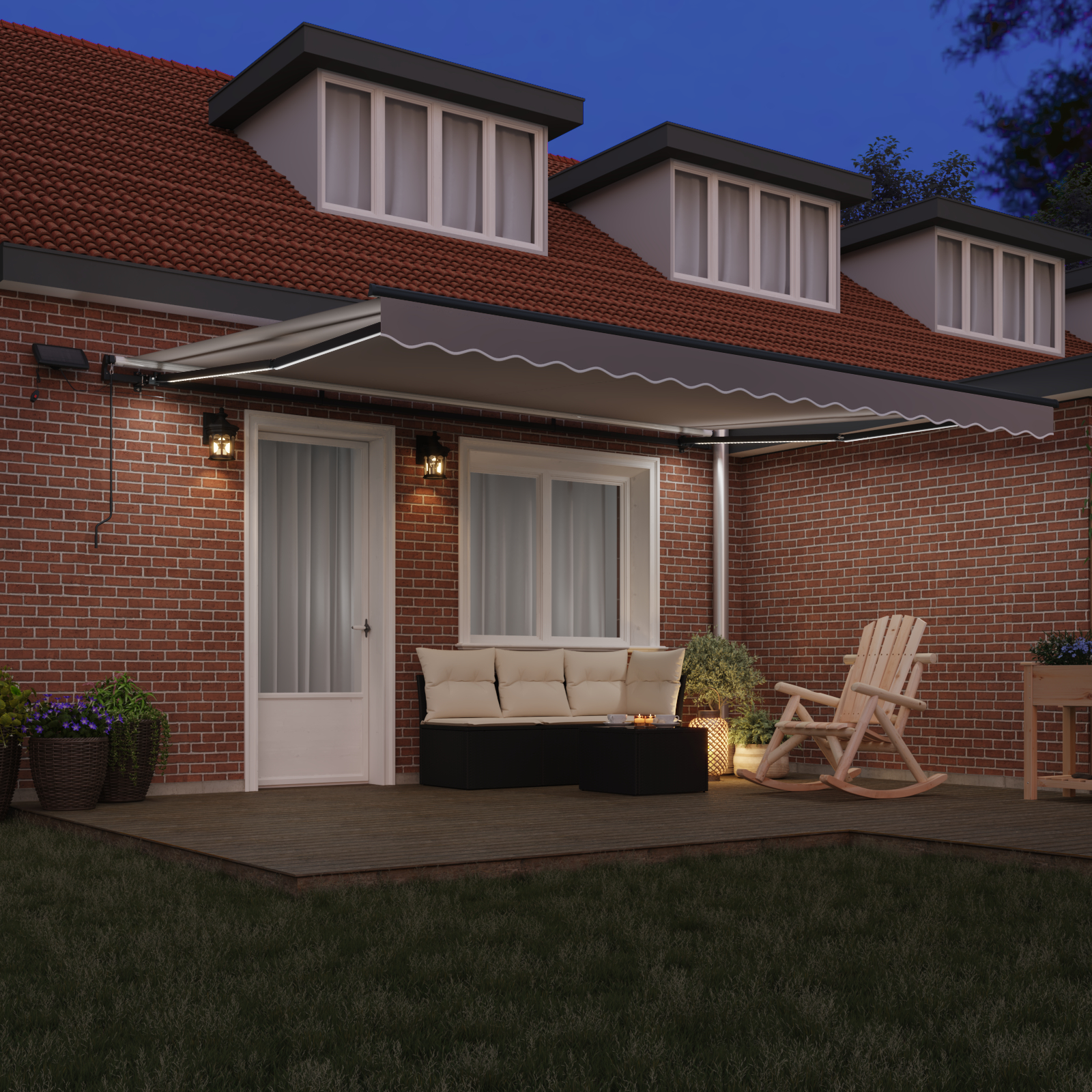 Marchiză Retractabilă Manuală cu Lumină LED Gri Deschis 450x300 cm Marchiză Retractabilă Manuală cu Lumină LED Gri Deschis 450x300 cm