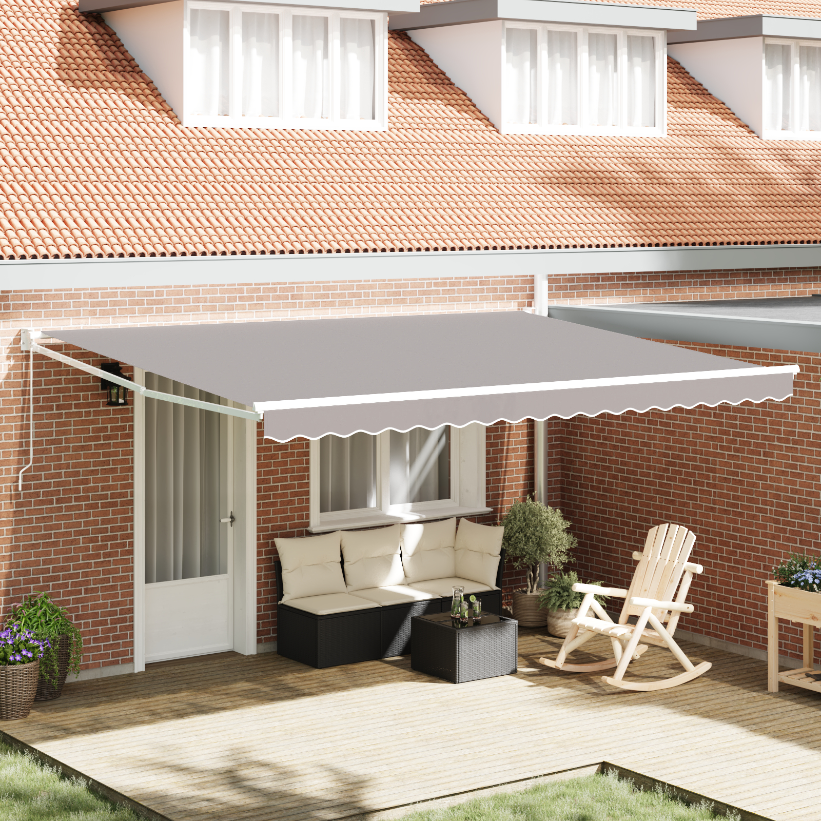 vidaXL Obloane Retractabile Manuale Gri 450x300 cm vidaXL Obloane Retractabile Manuale Gri 450x300 cm