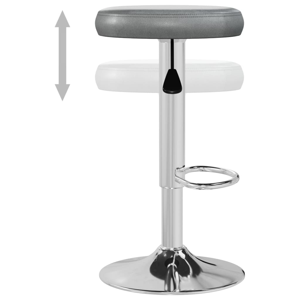 vidaXL Scaune de bar, 2 buc., gri, piele ecologică