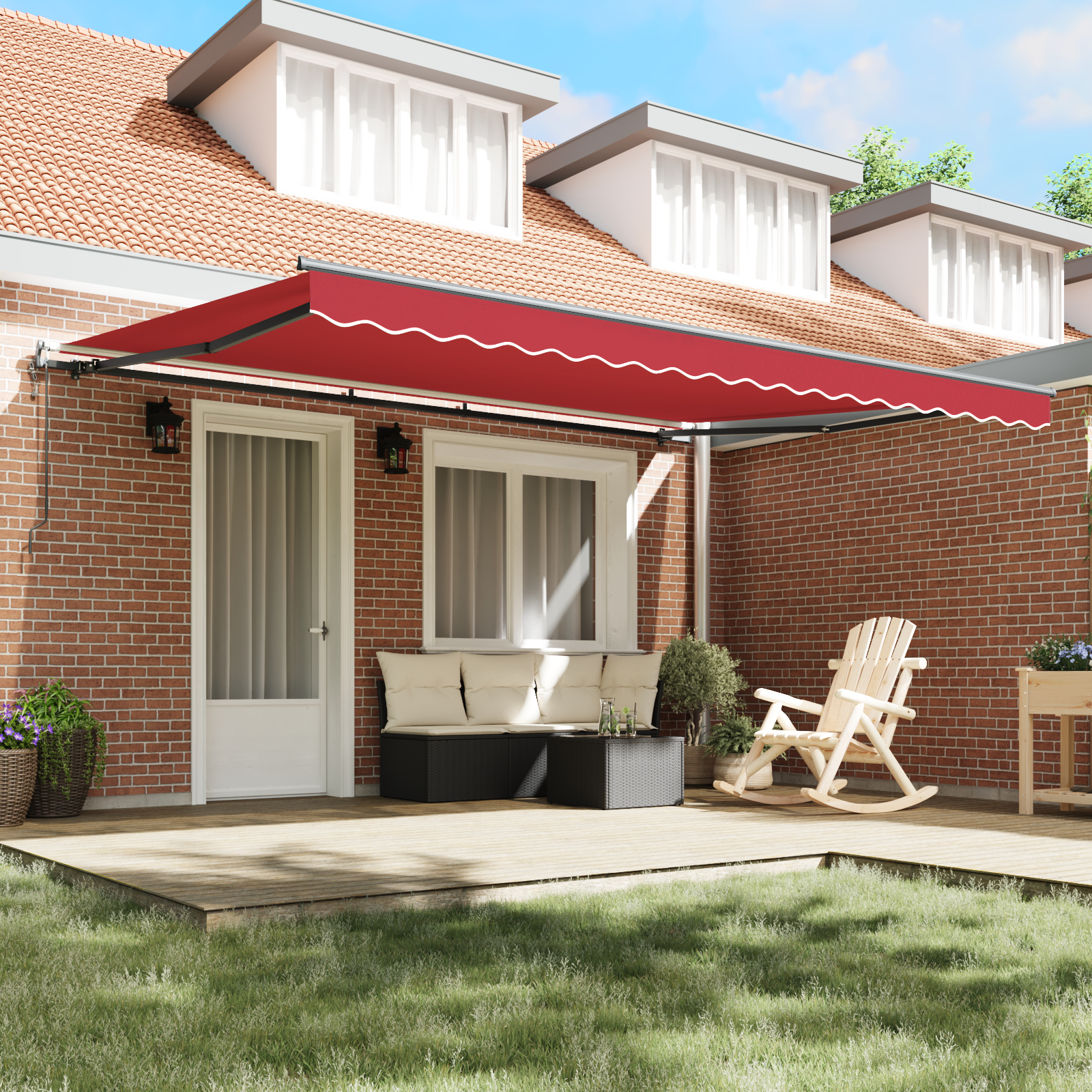 vidaXL Obren și Retractabil Roșu 450 x 300 cm