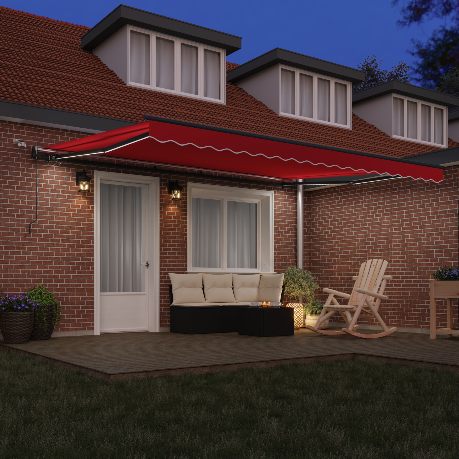 Marciză Retractabilă Automată cu LED Roșie 450x300 cm Marciză Retractabilă Automată cu LED Roșie 450x300 cm