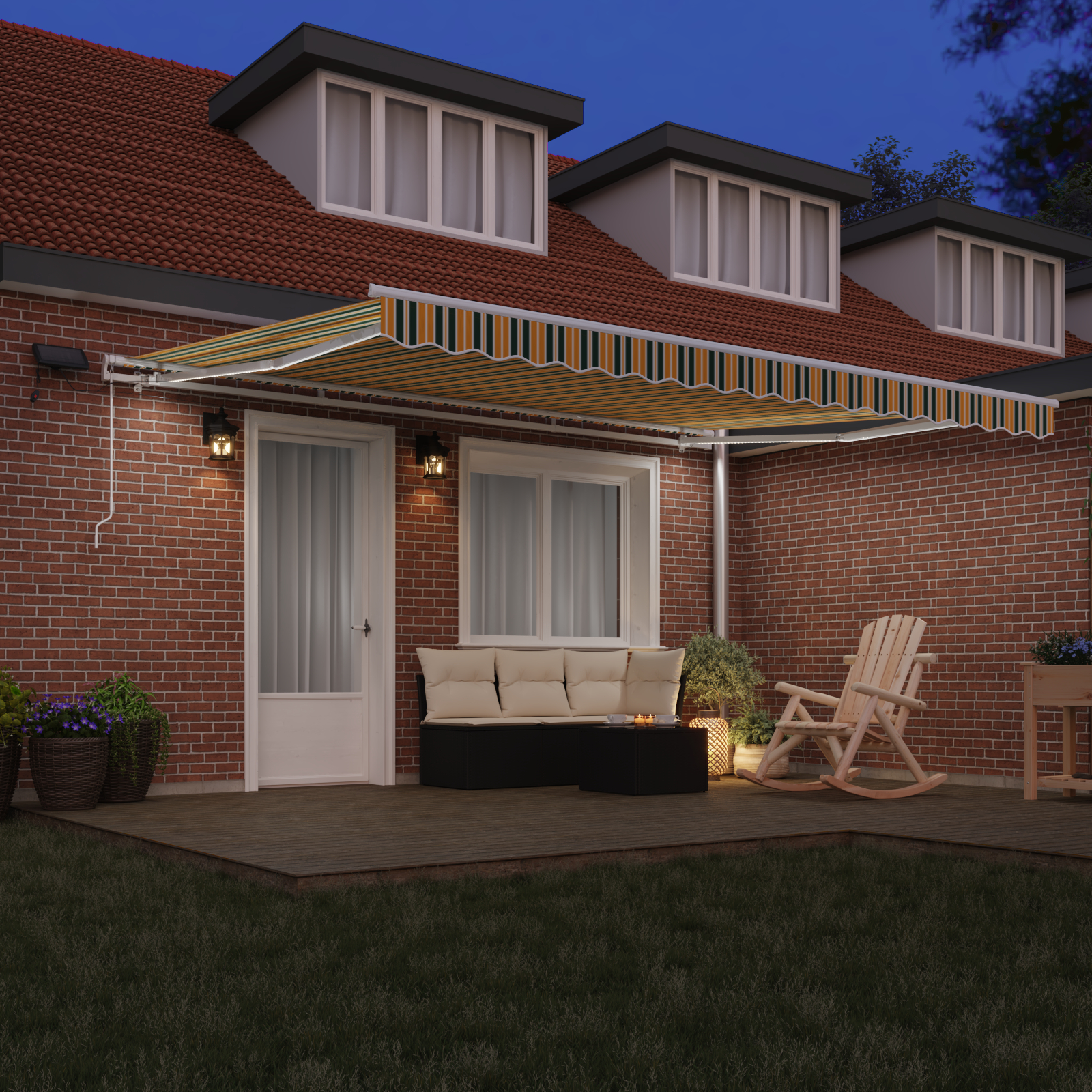 vidaXL Cortina Retractabilă cu Manual 450 × 300 cm Verde și galben vidaXL Cortina Retractabilă cu Manual 450 × 300 cm Verde și galben