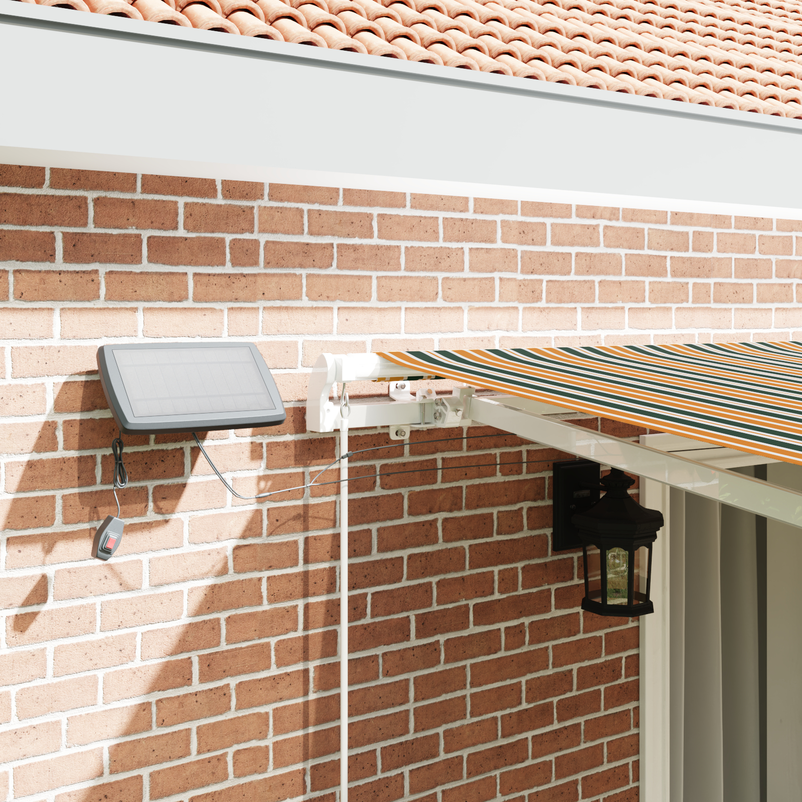 vidaXL Cortina Retractabilă cu Manual 450 × 300 cm Verde și galben vidaXL Cortina Retractabilă cu Manual 450 × 300 cm Verde și galben