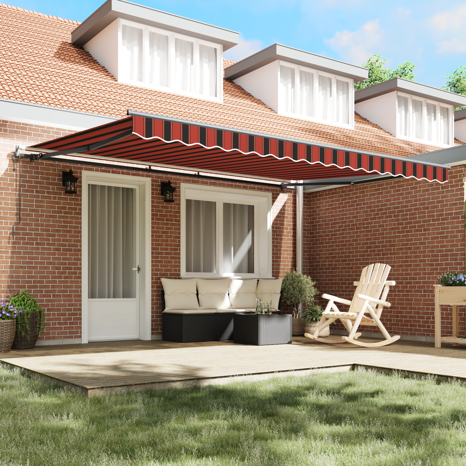 vidaXL Obloane Retractabile Portocalii și Maro 450x350 cm