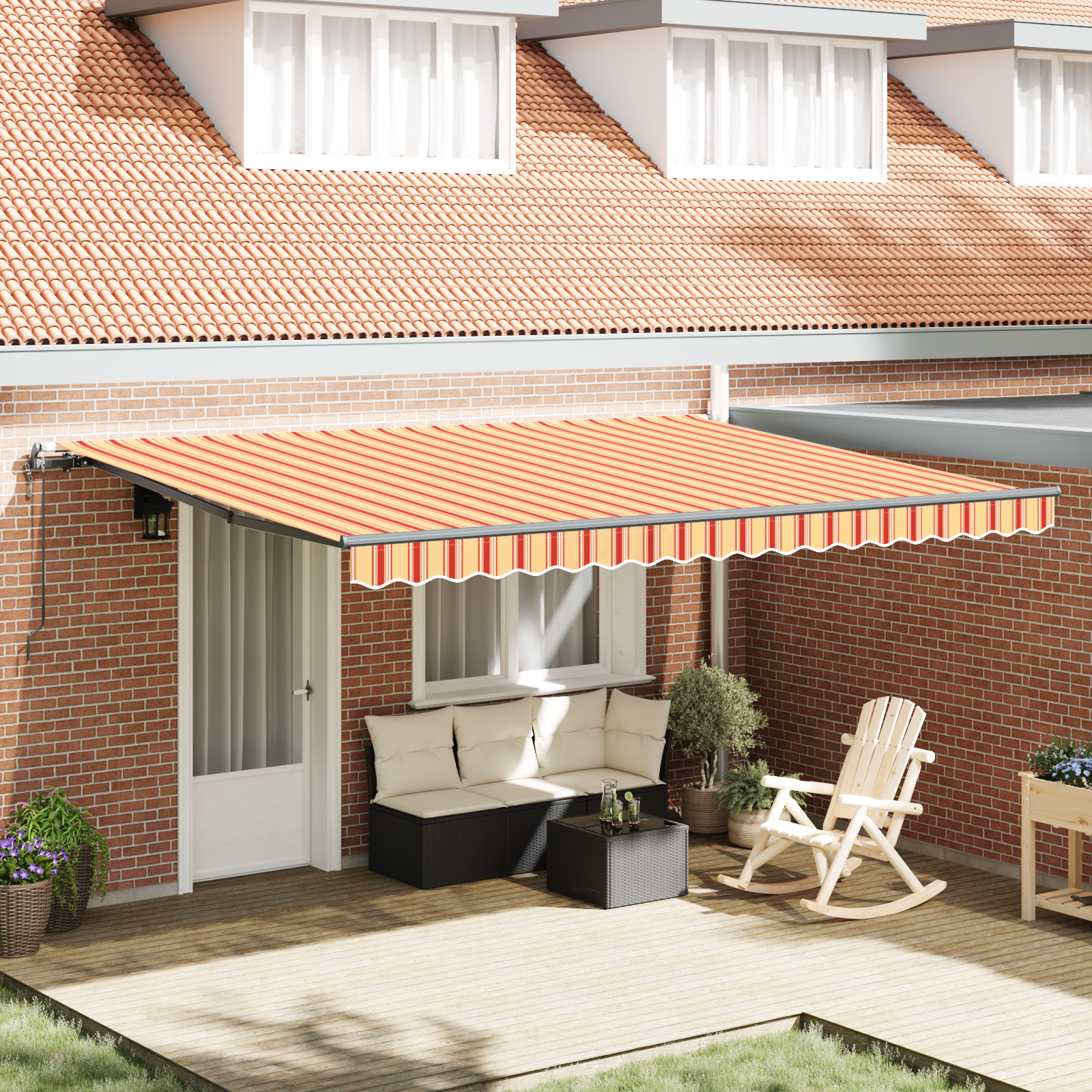 vidaXL Cortina Retractabilă Galben și portocalie 450 × 350 cm
