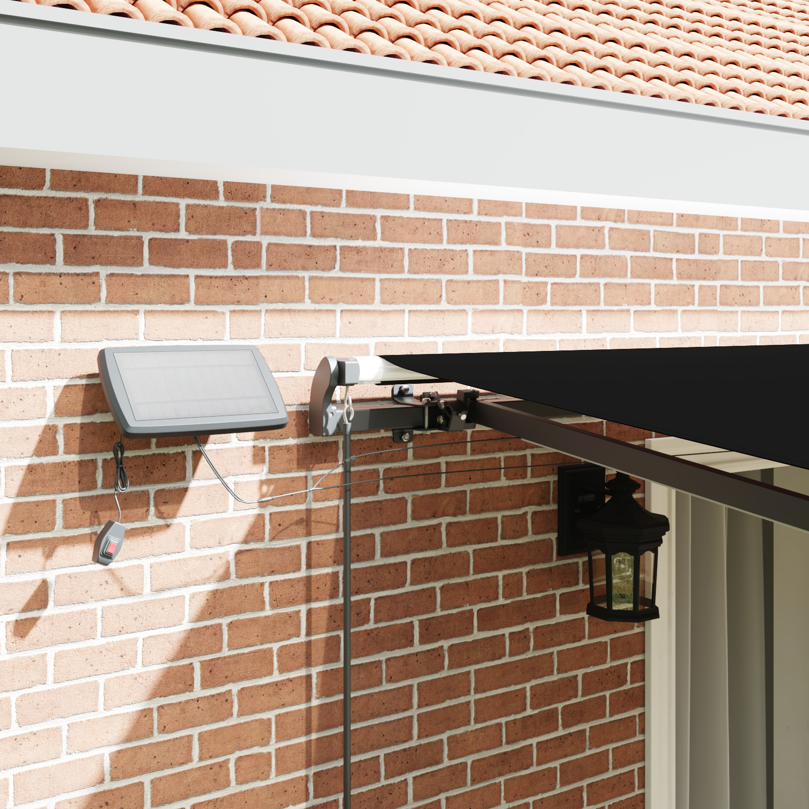Marchiza Manuală Retractabilă cu LED Neagră 450x350 cm Marchiza Manuală Retractabilă cu LED Neagră 450x350 cm