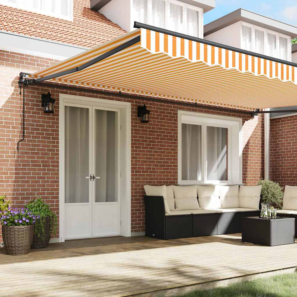 vidaXL Cortina Retractabilă Galben și alb 500 × 300 cm