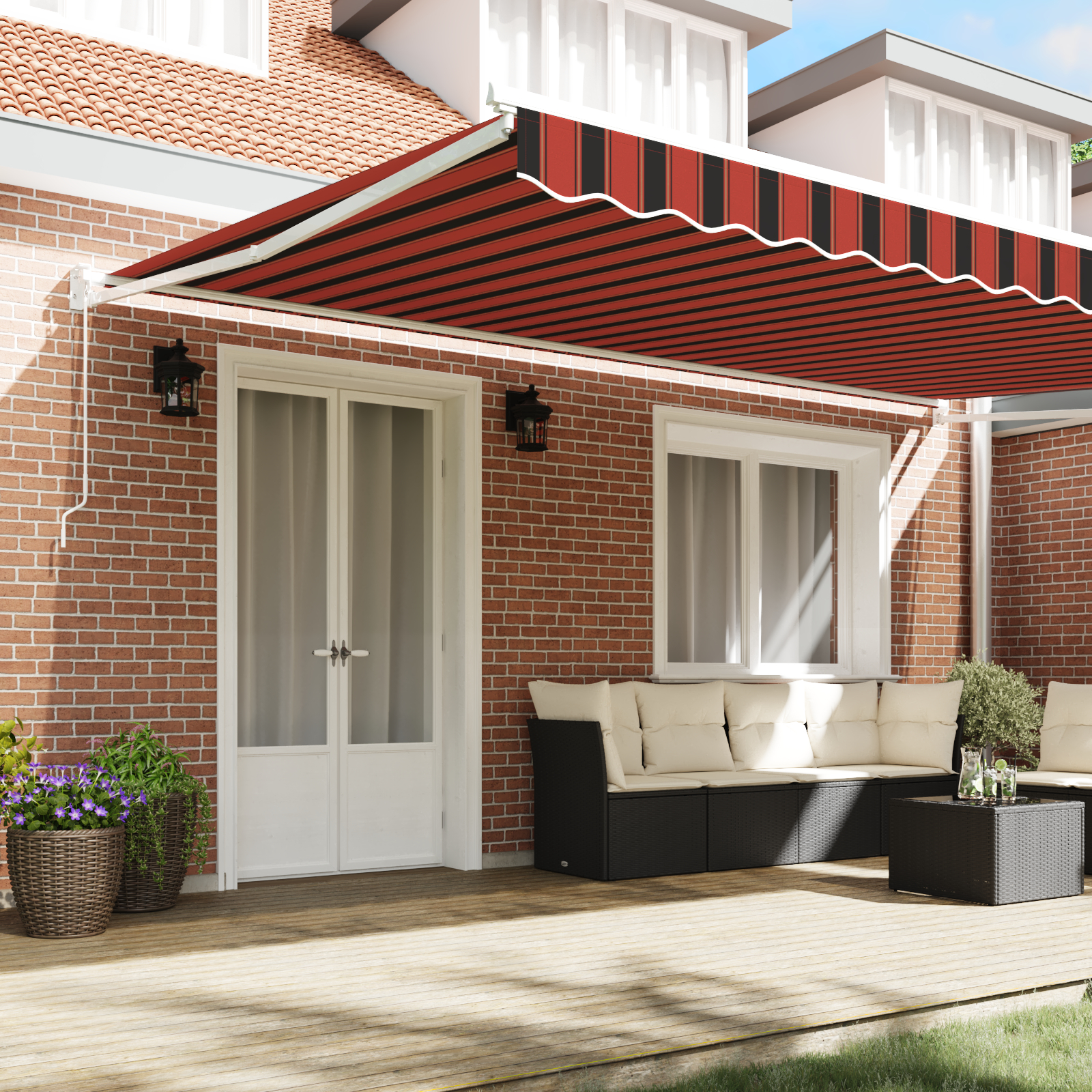 vidaXL Cortina Retractabilă Portocalie și maro 500 × 300 cm