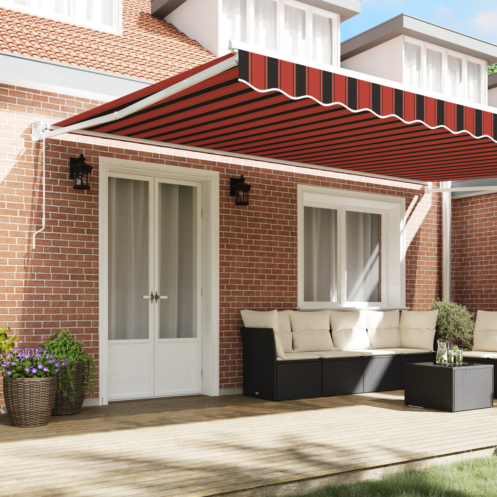 vidaXL Cortina Retractabilă Portocalie și maro 500 × 300 cm vidaXL Cortina Retractabilă Portocalie și maro 500 × 300 cm