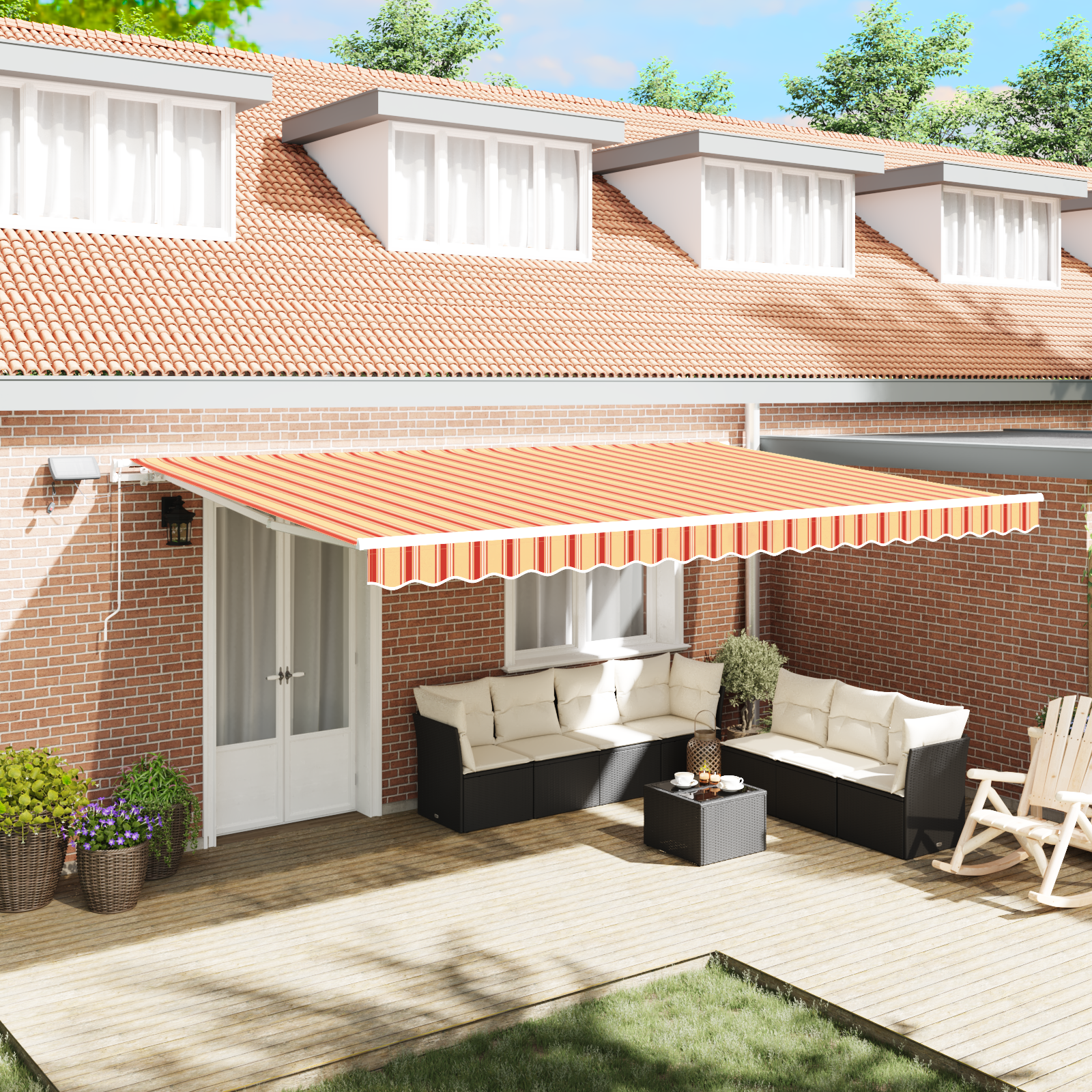 vidaXL Marciză retractabilă with Manual Galben și portocaliu 500 × 300 cm