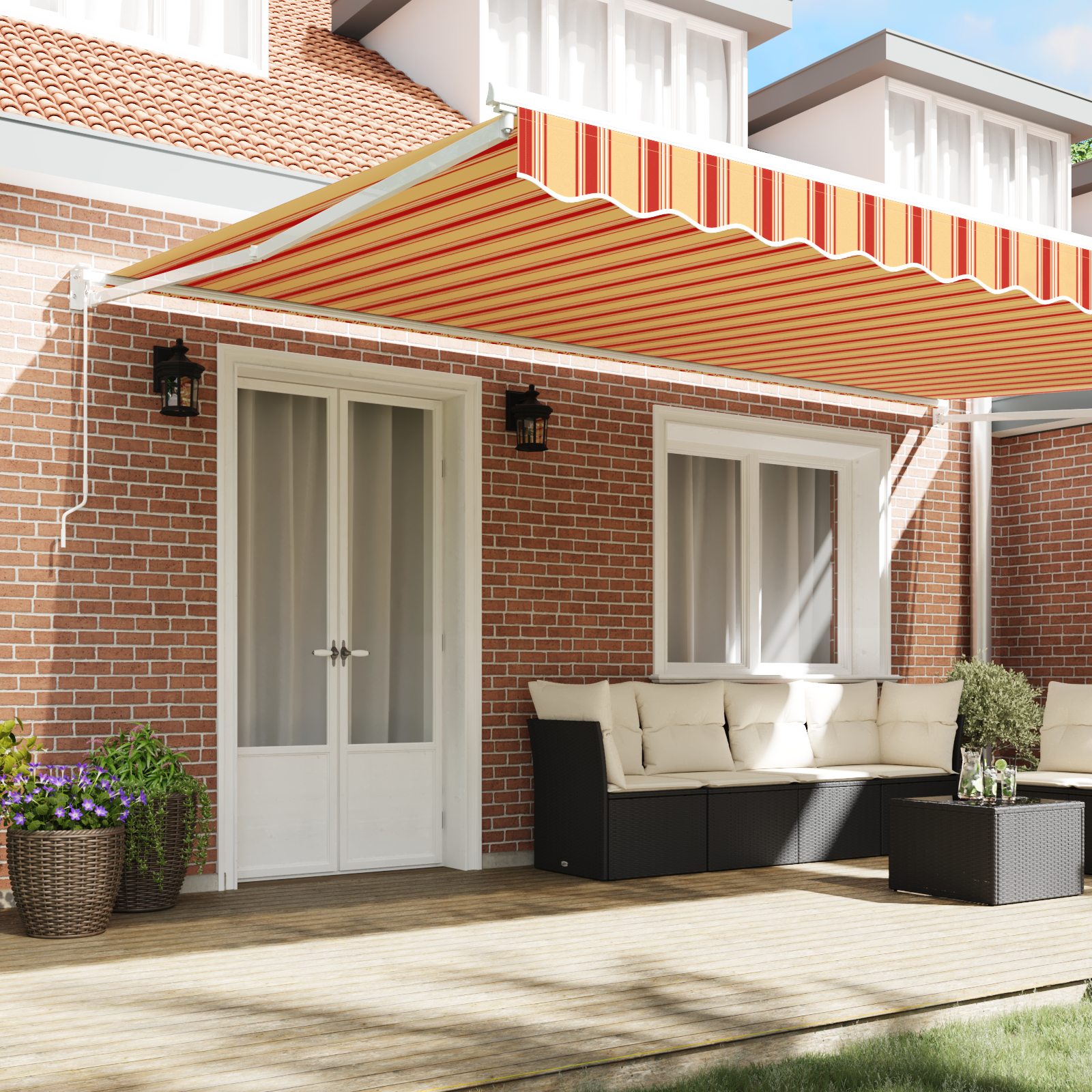 vidaXL Cortina Retractabilă Galben și portocalie 500 × 300 cm
