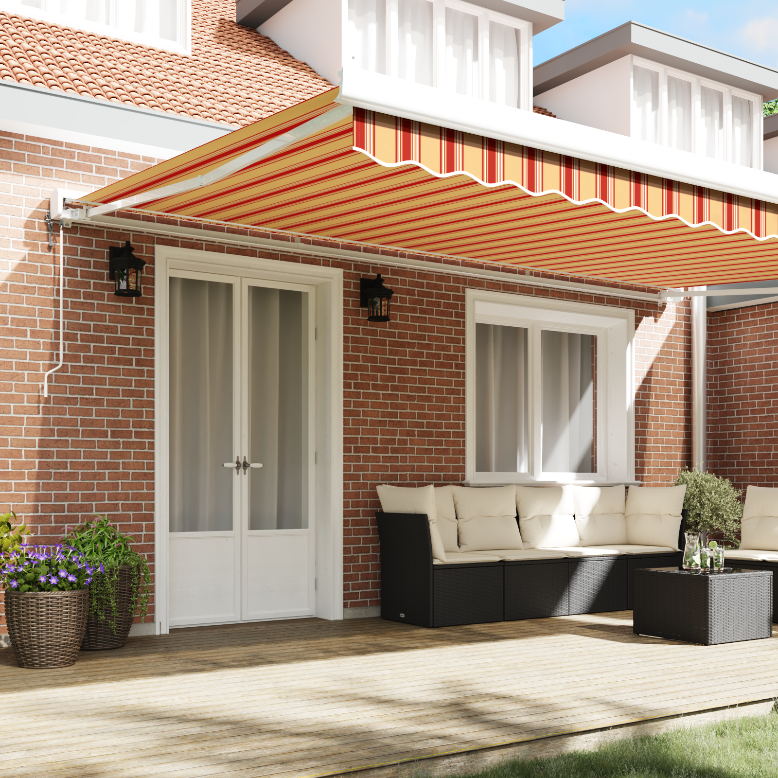 vidaXL Markă Automată Retractabilă Galben și Portocalie 500 x 300 cm