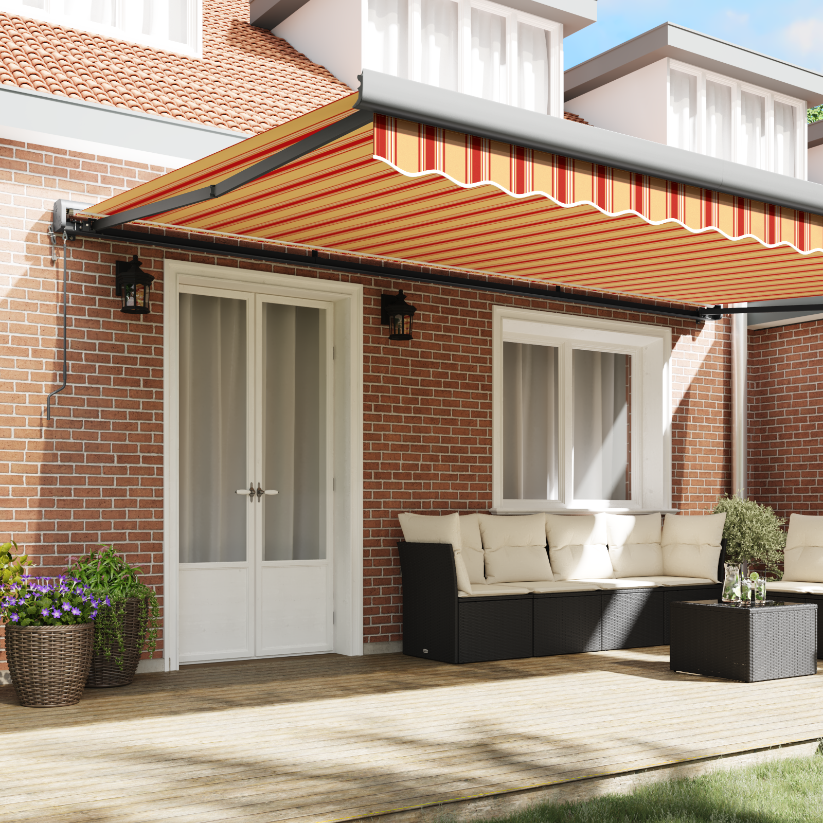 vidaXL Markiză retractabilă automată Galben și Portocaliu 500 x 300 cm