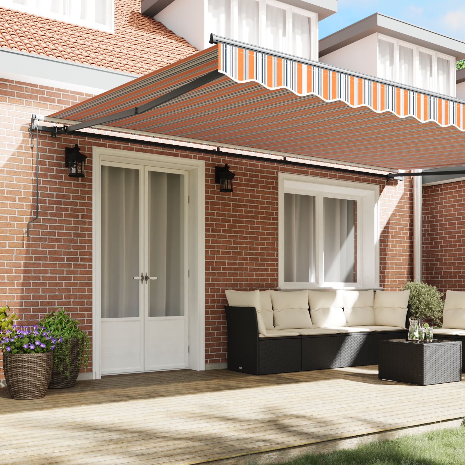 vidaXL Markiza retractabilă automată cu dungi multe 500x300 cm