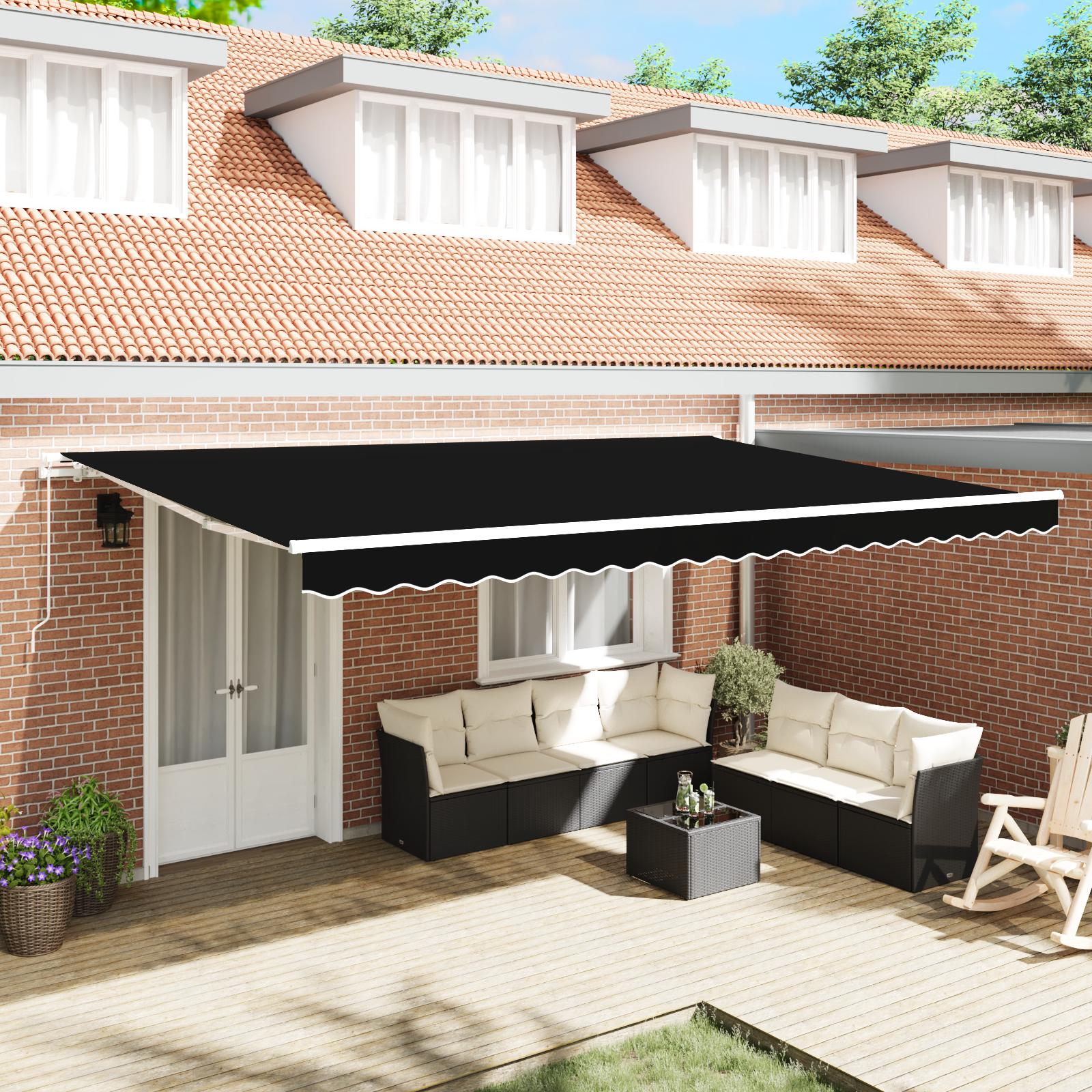 Marchiza retractabilă manuală vidaXL Neagră 500x300 cm Marchiza retractabilă manuală vidaXL Neagră 500x300 cm