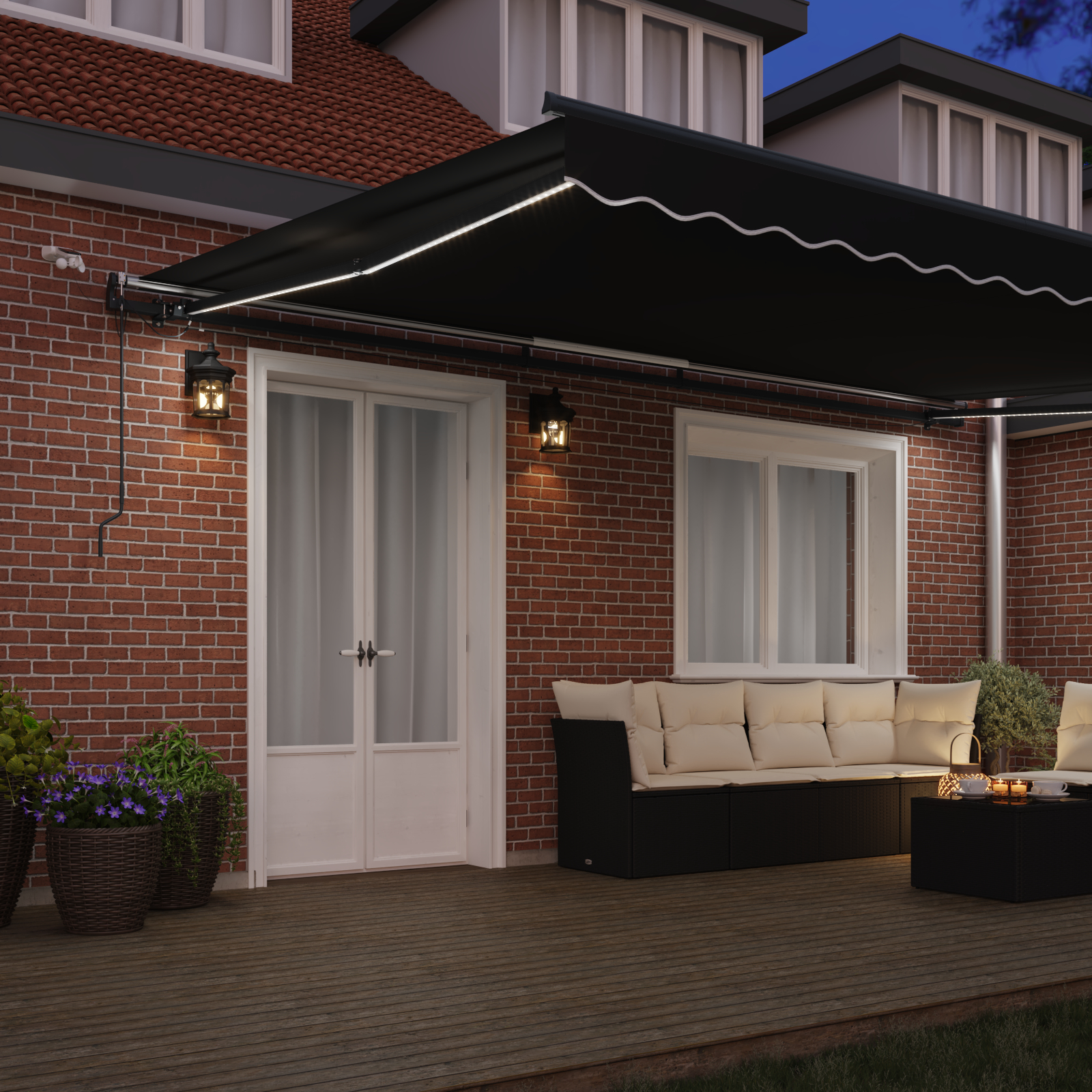 vidaXL Marciză retractabilă automată cu LED Neagră 500x300 cm