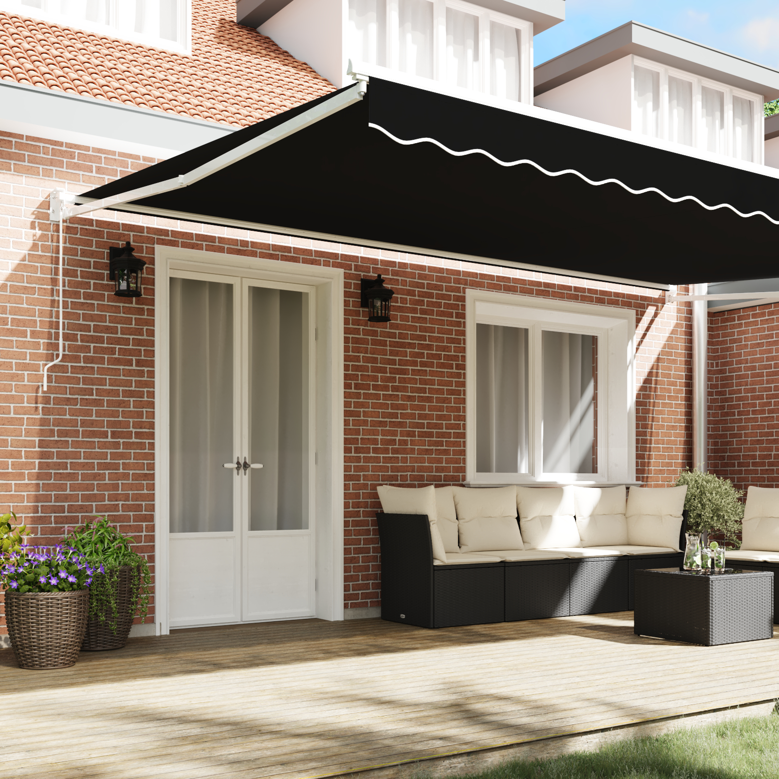 Marchiza retractabilă manuală vidaXL Neagră 500x300 cm Marchiza retractabilă manuală vidaXL Neagră 500x300 cm