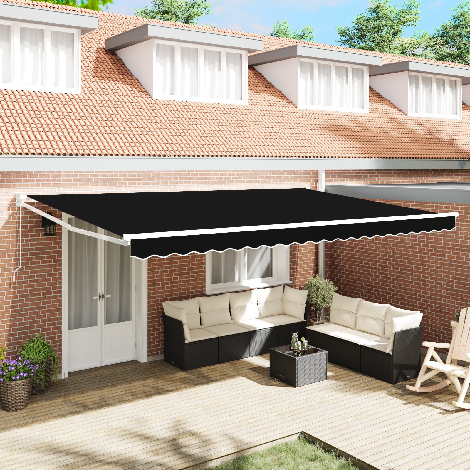 Marchiza retractabilă manuală vidaXL Neagră 500x300 cm Marchiza retractabilă manuală vidaXL Neagră 500x300 cm