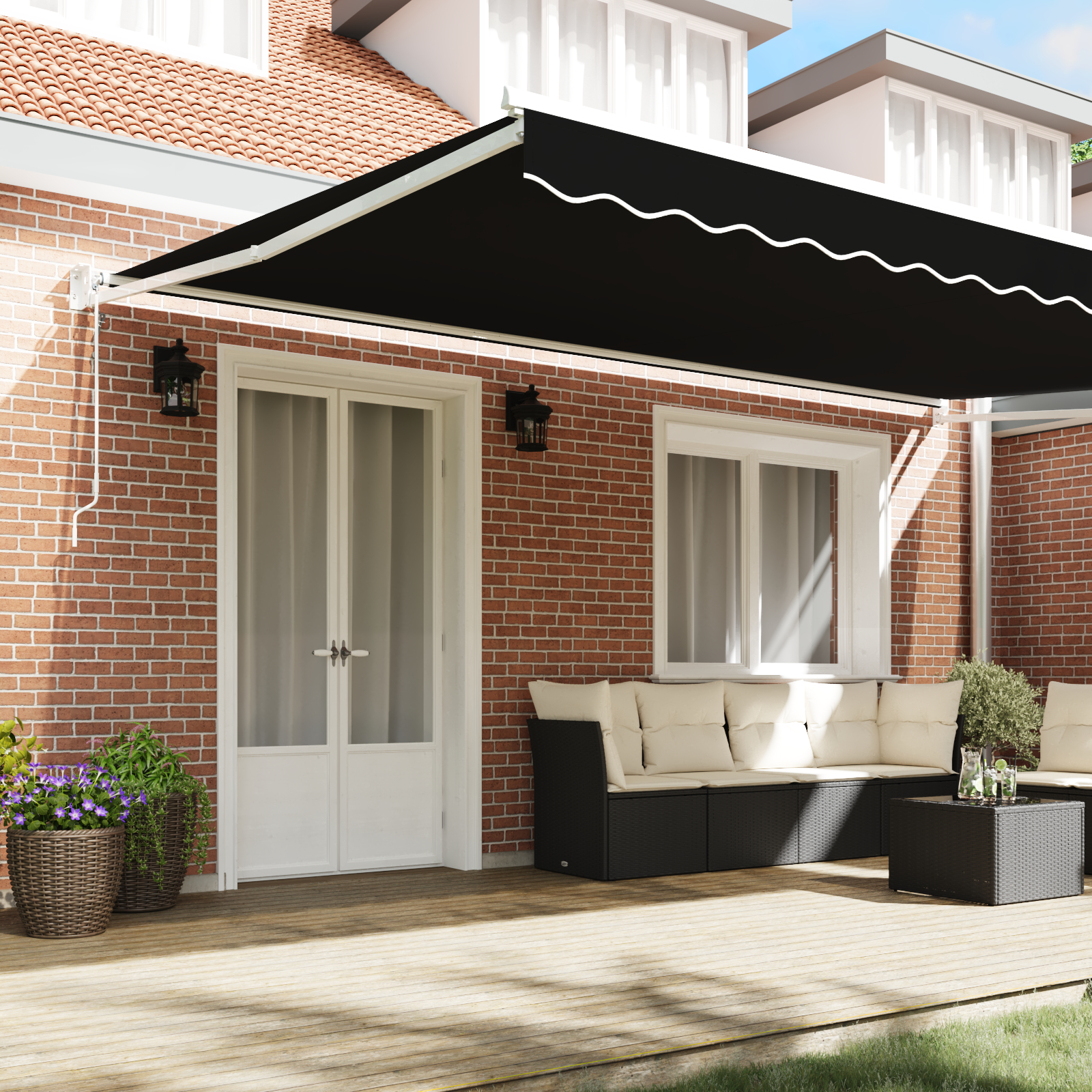 Marchiză retractabilă automată vidaXL Neagră 500x300 cm Marchiză retractabilă automată vidaXL Neagră 500x300 cm