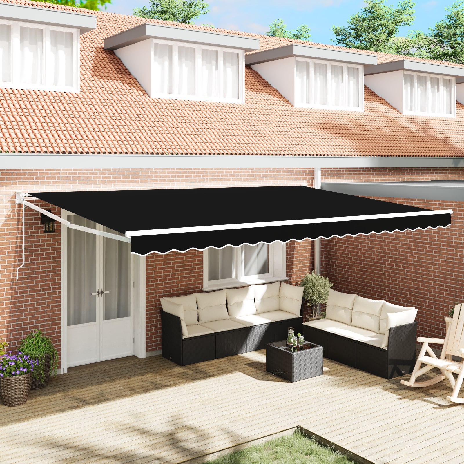 Marchiză retractabilă automată vidaXL Neagră 500x300 cm Marchiză retractabilă automată vidaXL Neagră 500x300 cm
