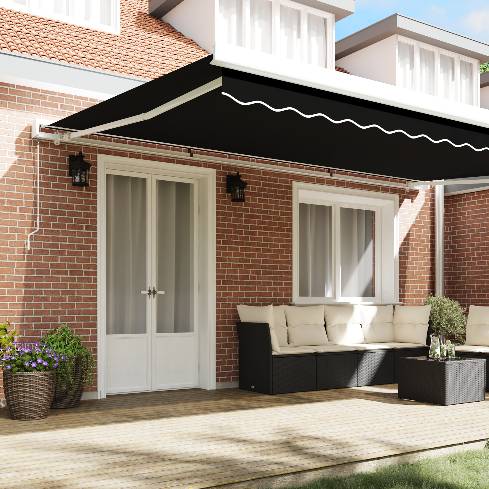 vidaXL Awning Manual Retractabil Negru 500x300 cm vidaXL Awning Manual Retractabil Negru 500x300 cm